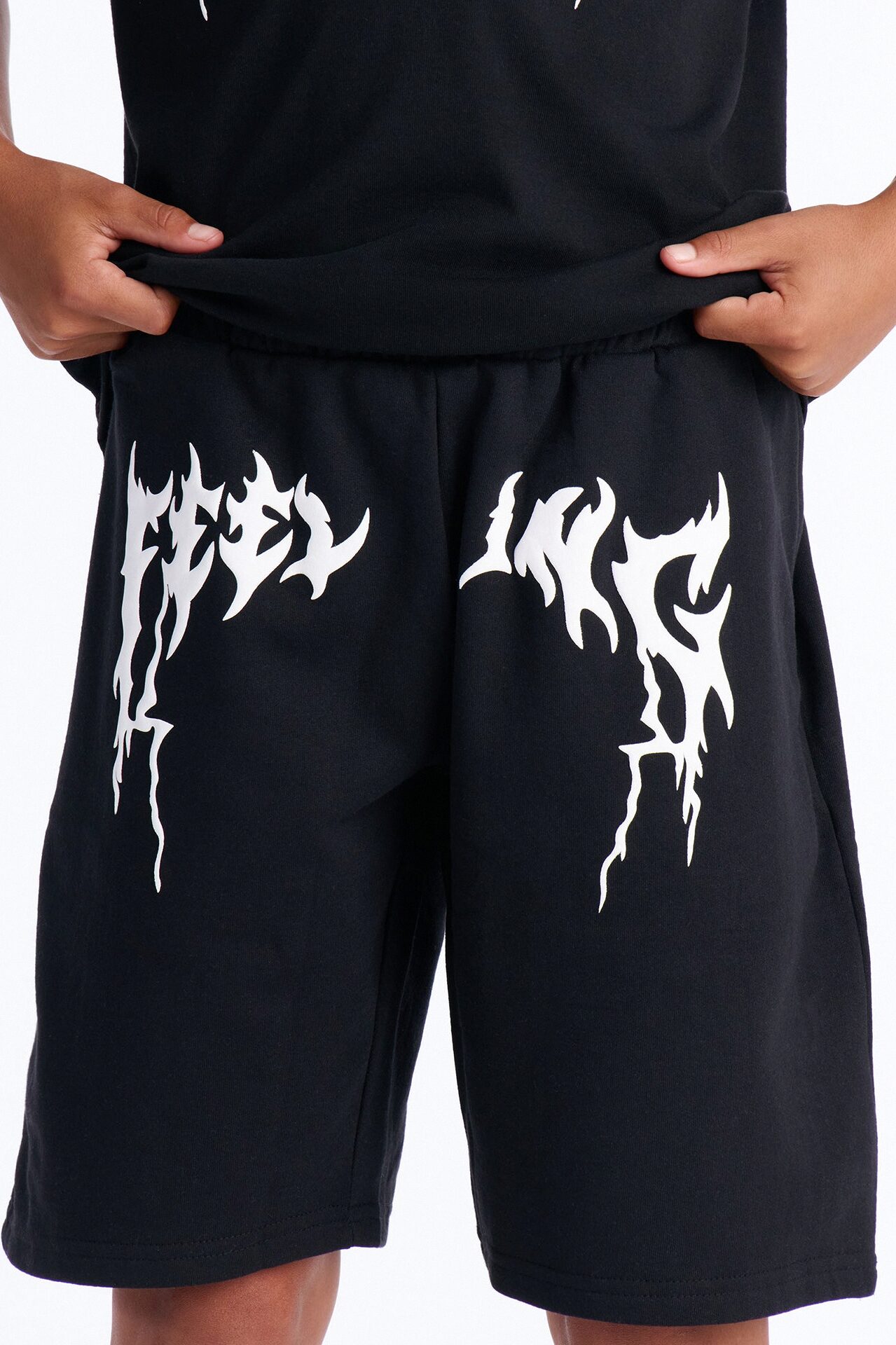 Mini This Feeling Fleece Short Set - Black