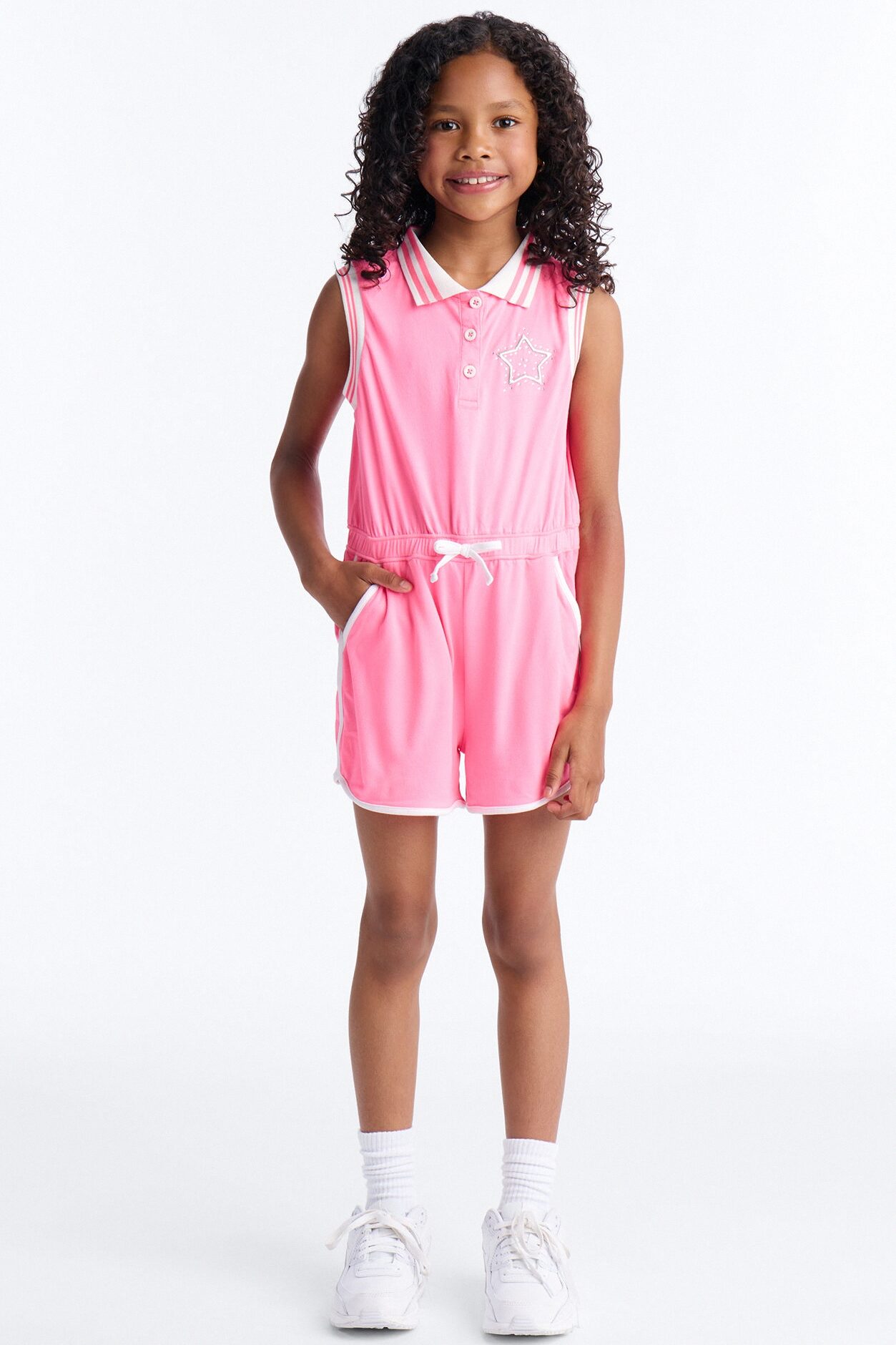 Mini Reaching For The Stars Sleeveless Romper - Pink