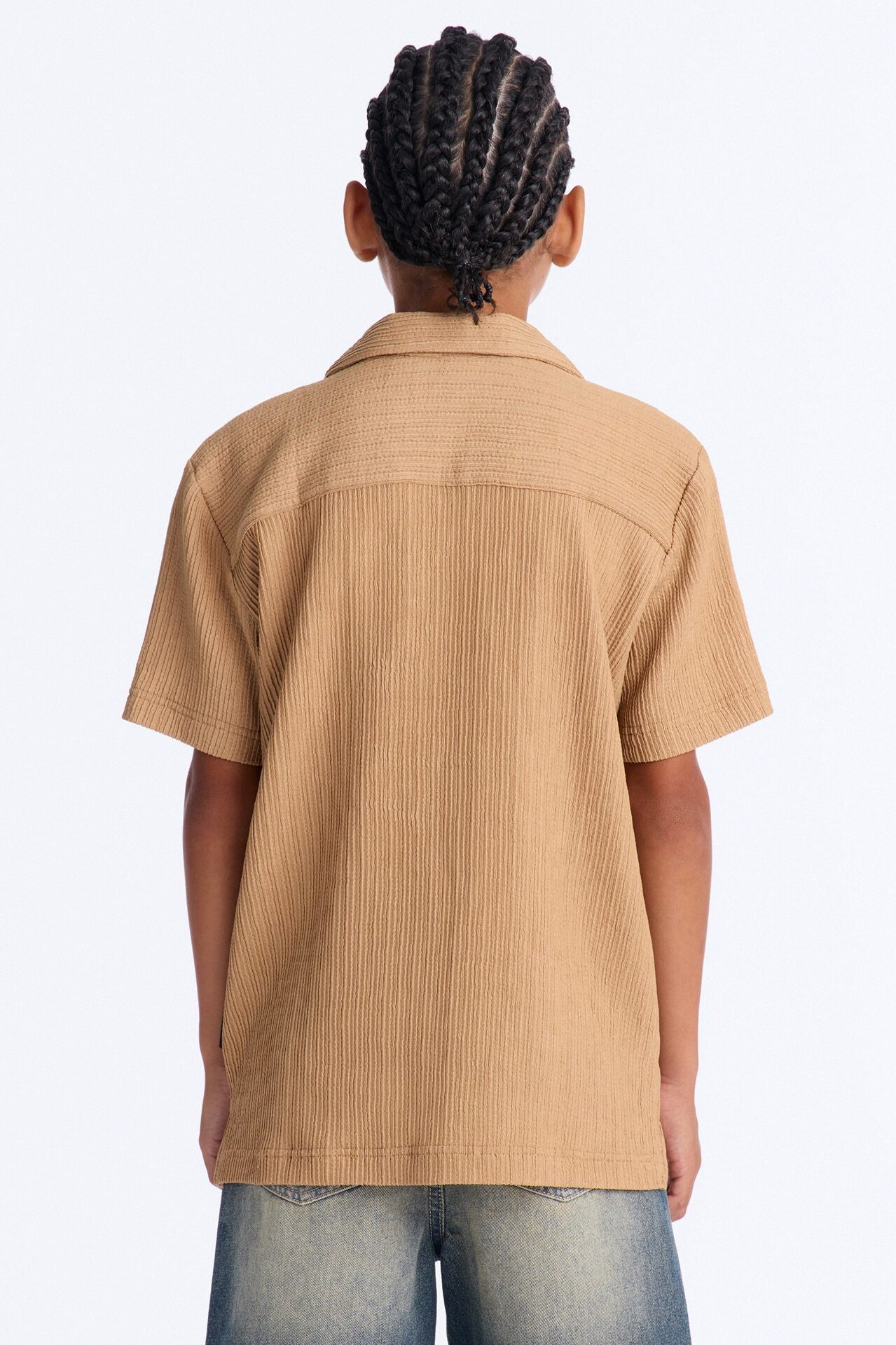 Mini Had To Notice Textured Button Down Shirt - Khaki