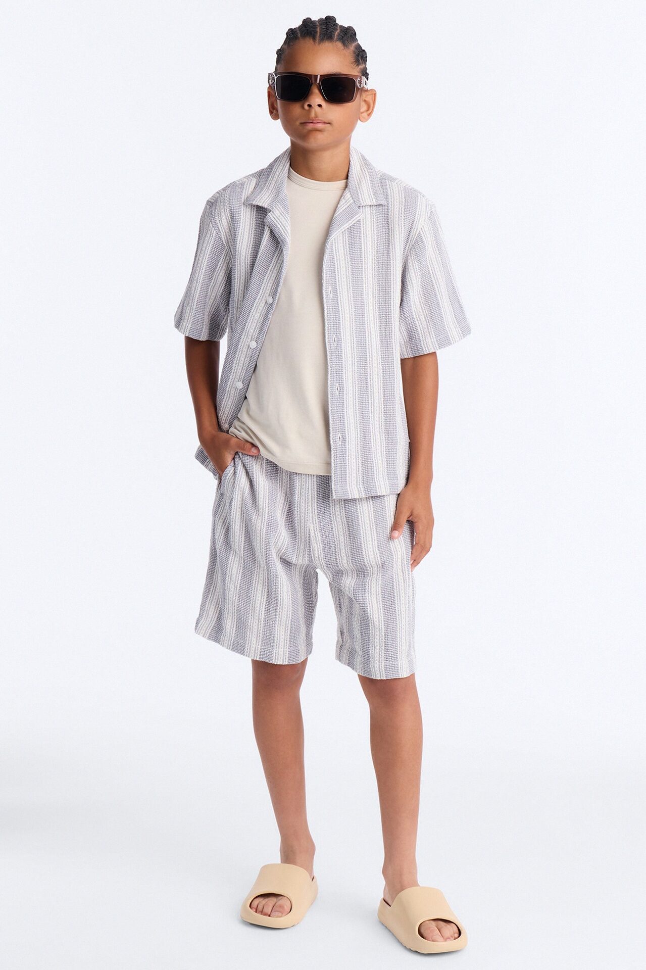 Mini Staying On Top Textured Shorts - Grey/combo