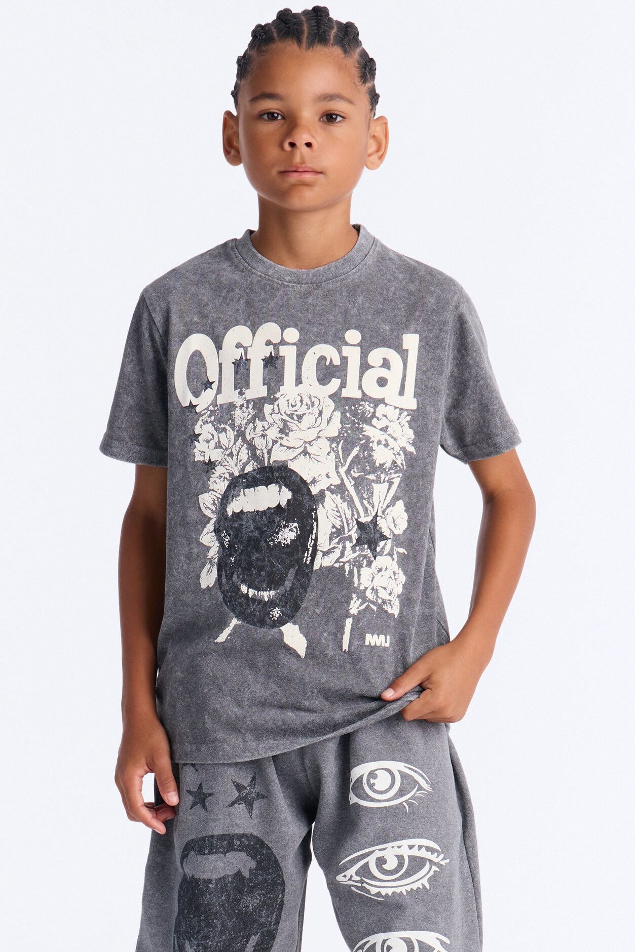 Mini In Your Eyes Fleece Short Set - Grey