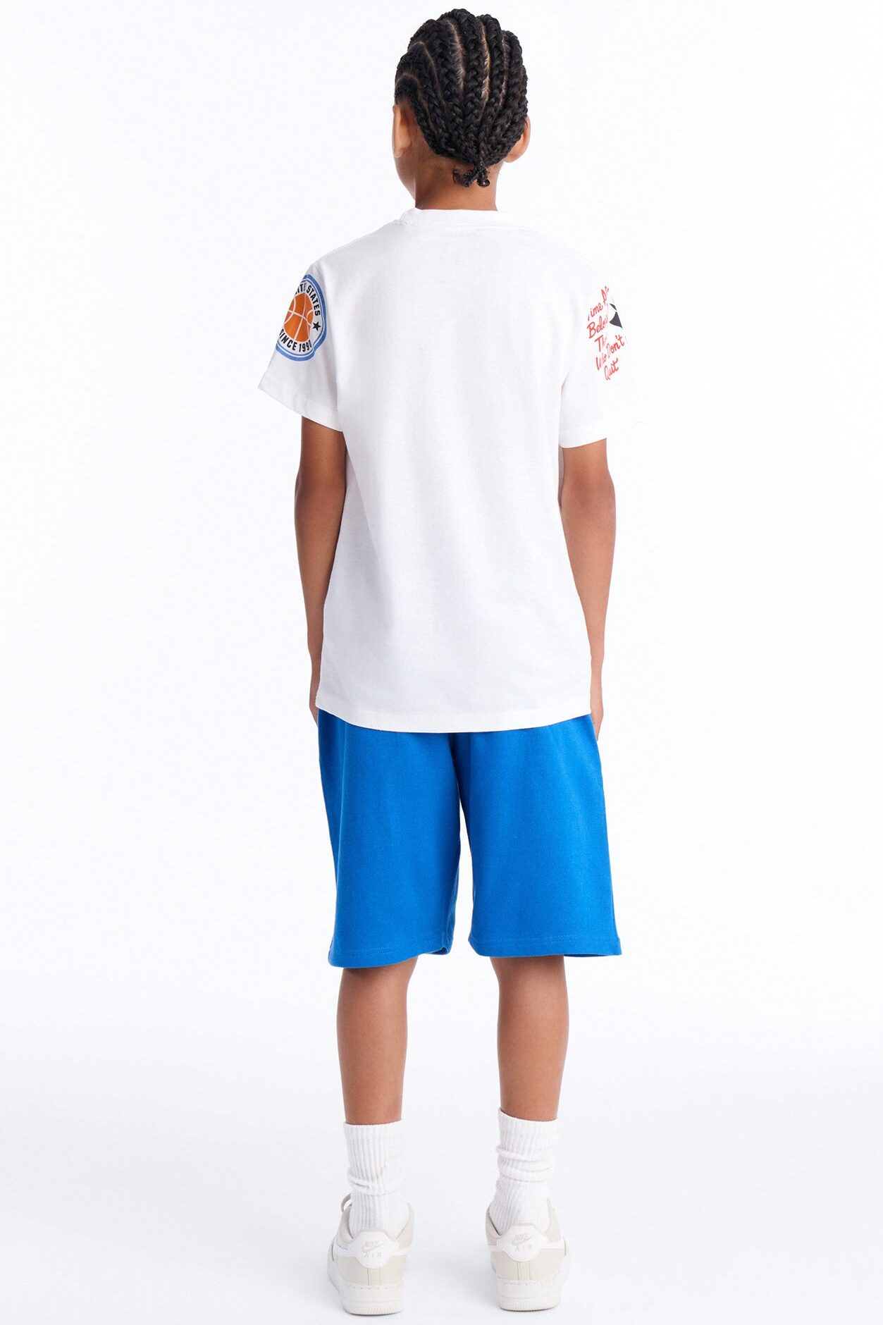 Mini I'm The Champ Fleece Short Set - White/Blue