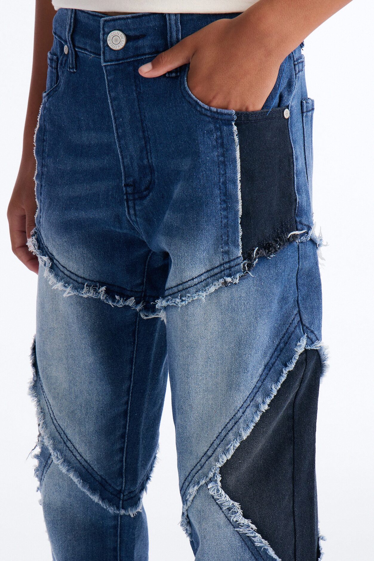 Mini Do What You Want Patchwork Jeans - Medium Blue Wash