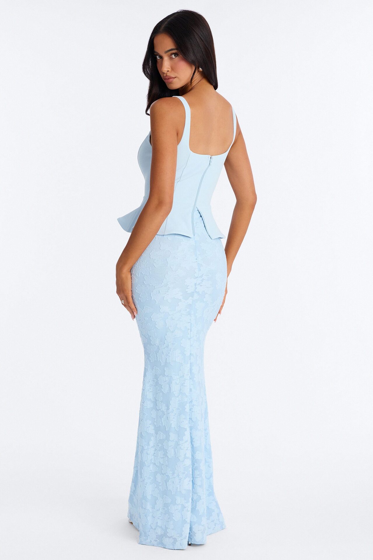 In Bloom Peplum Gown - Light Blue