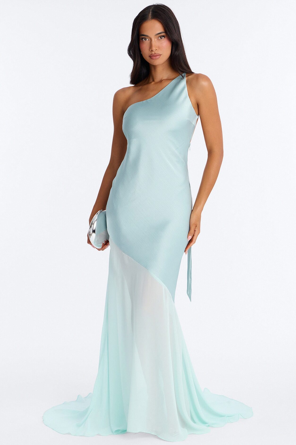Chasey Backless Satin Gown - Mint