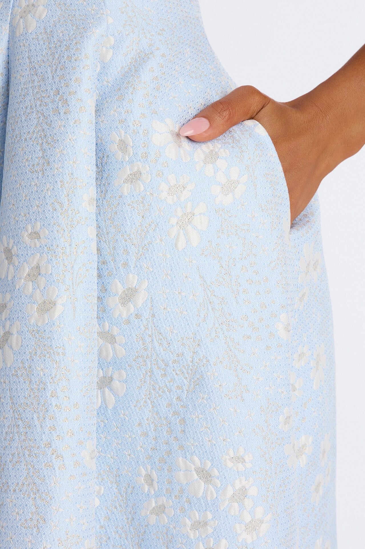 Soft Glam Jacquard Gown - Light Blue
