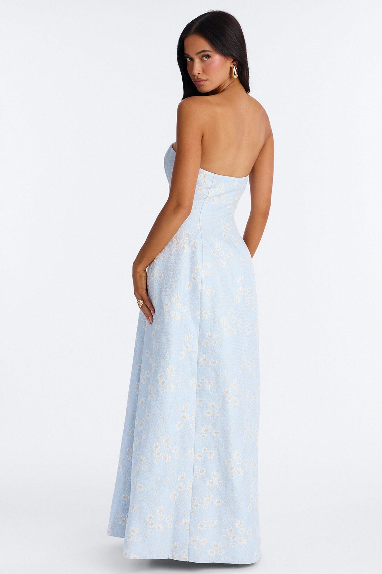 Soft Glam Jacquard Gown - Light Blue