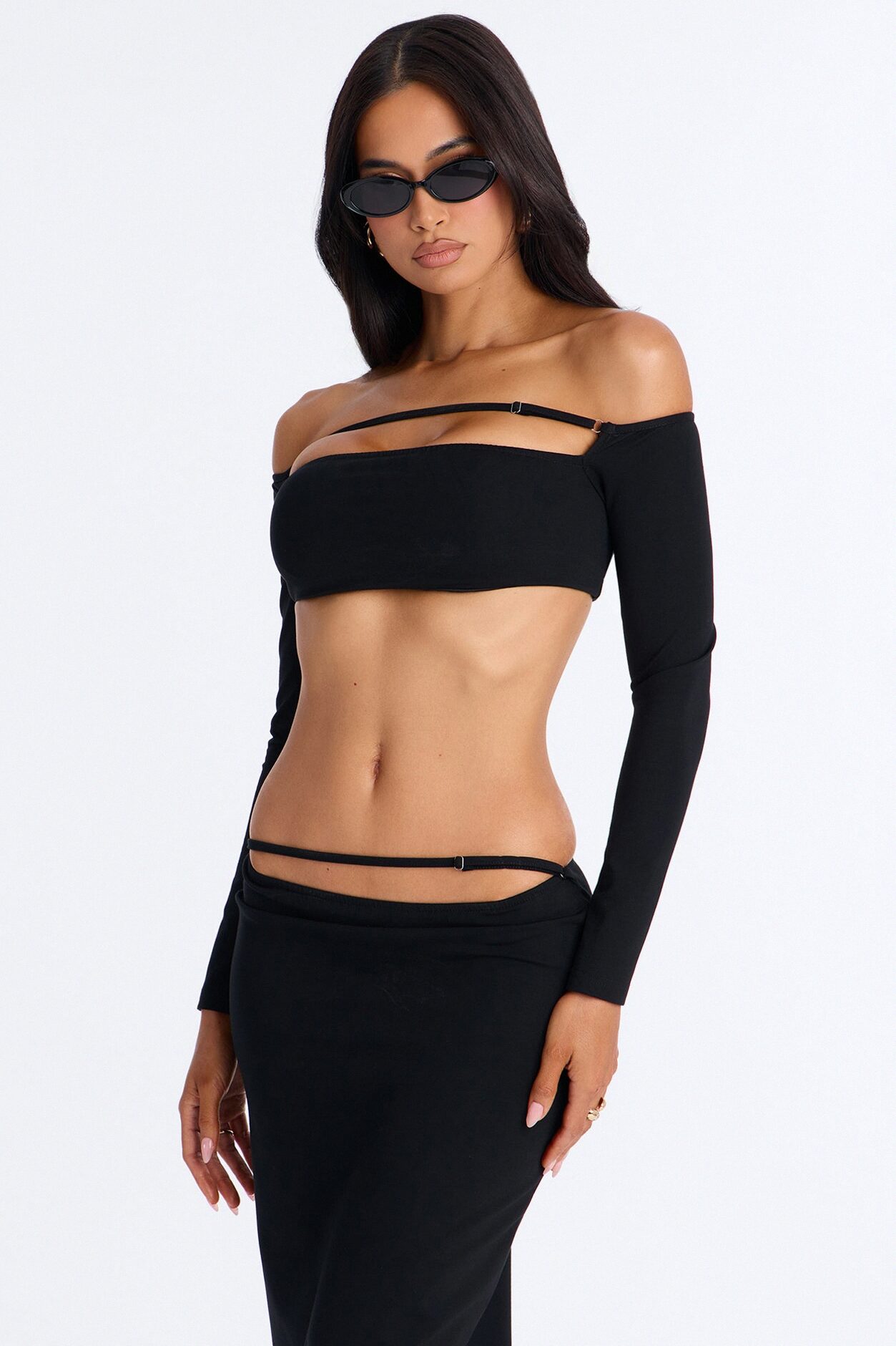 Rebel Ponte Maxi Skirt Set - Black