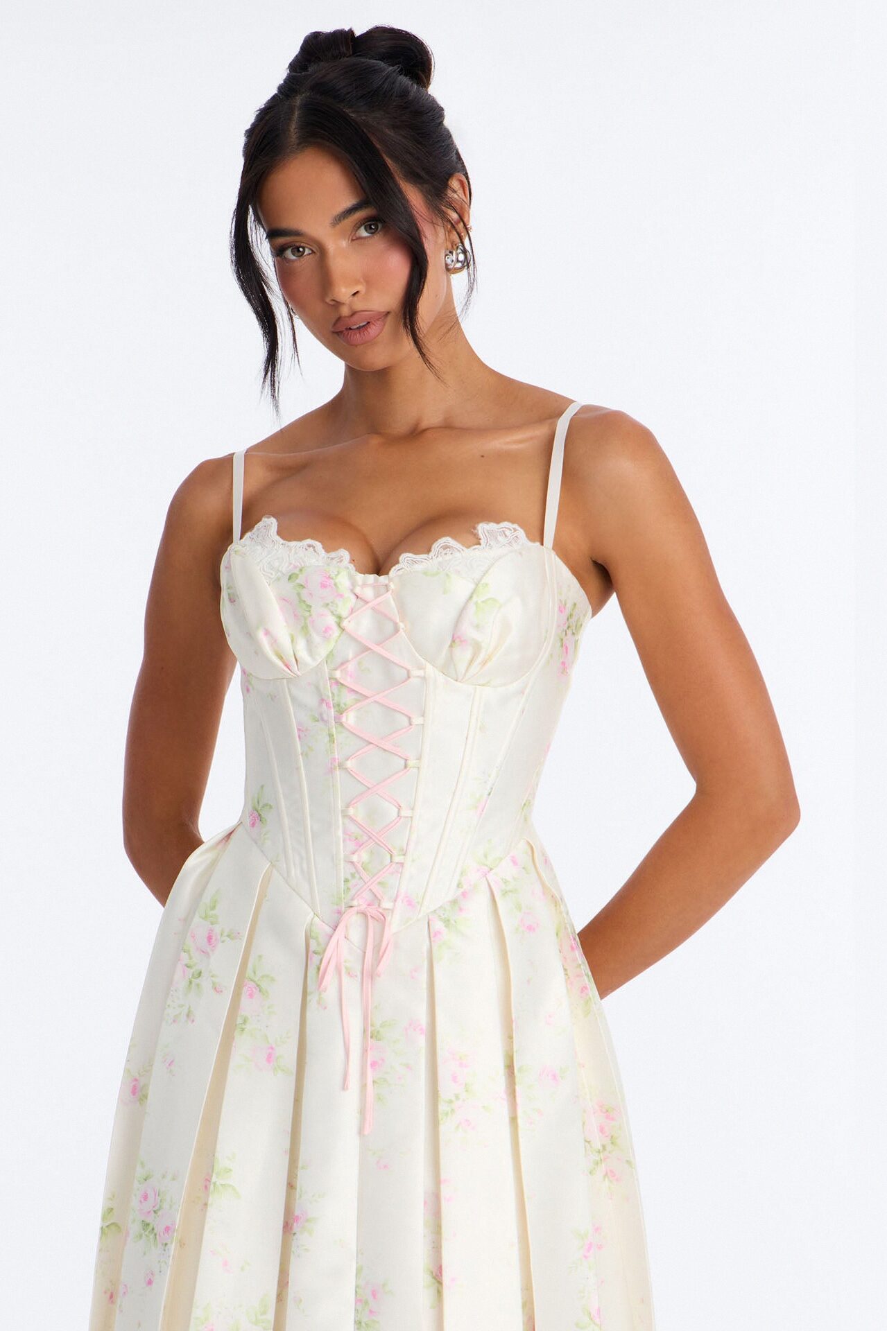 Tea Party Pleated Taffeta Gown - Cream/combo