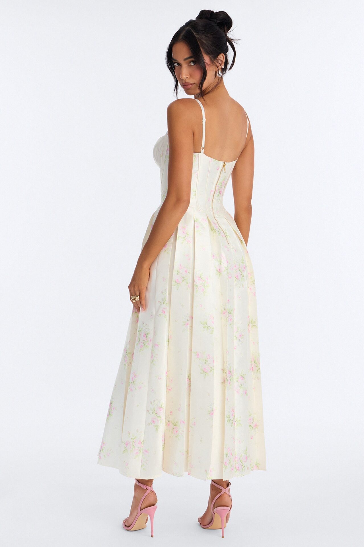 Tea Party Pleated Taffeta Gown - Cream/combo