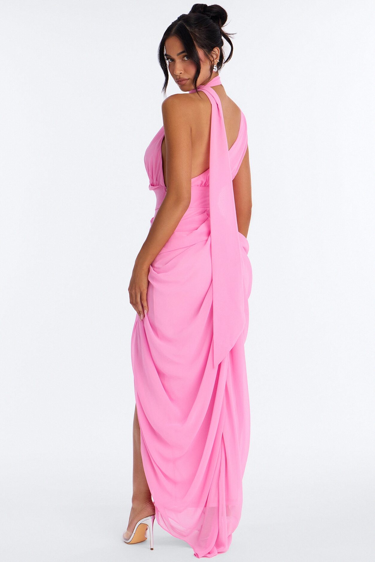 Main Character Ruched Chiffon Gown - Light Pink