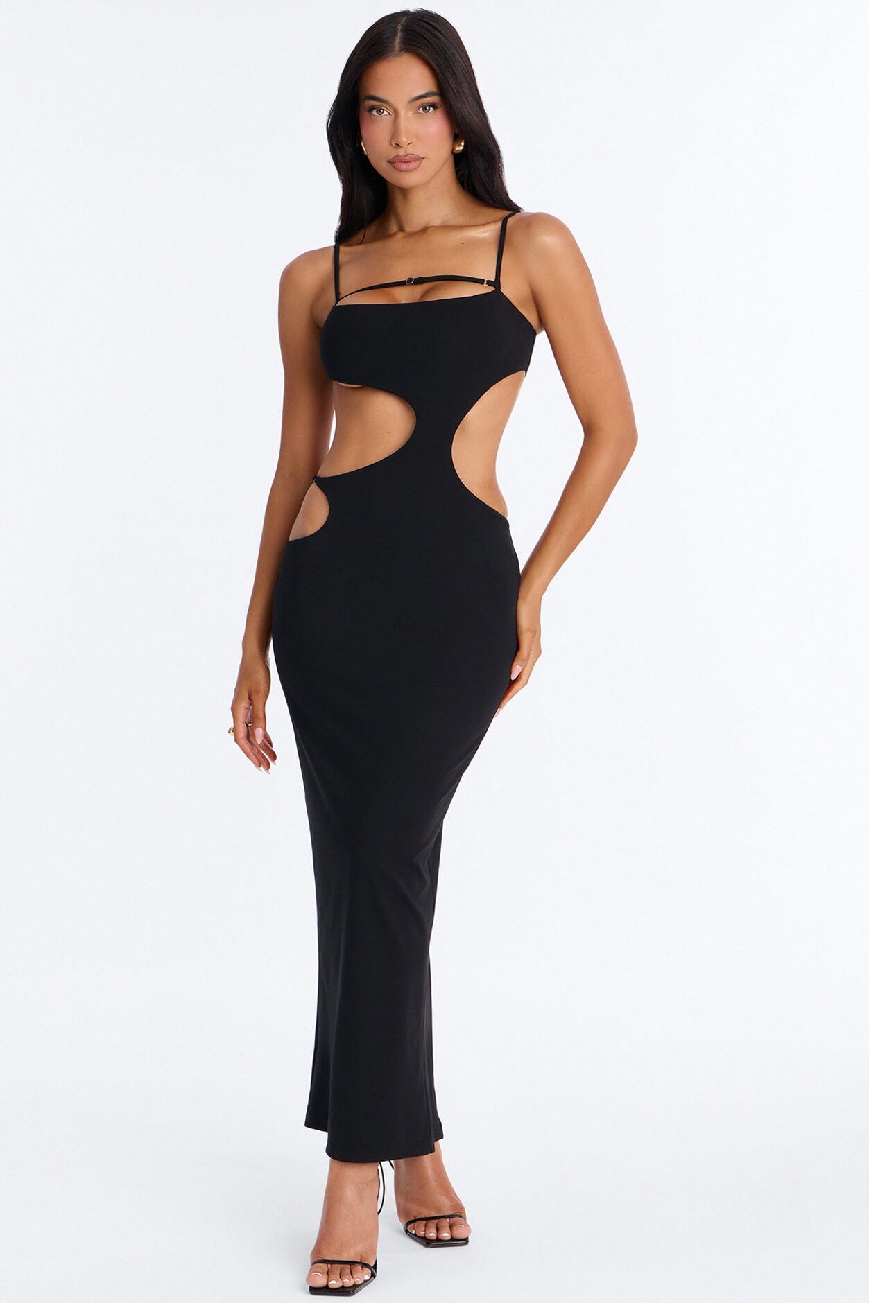Rebel Ponte Cut Out Maxi Dress - Black