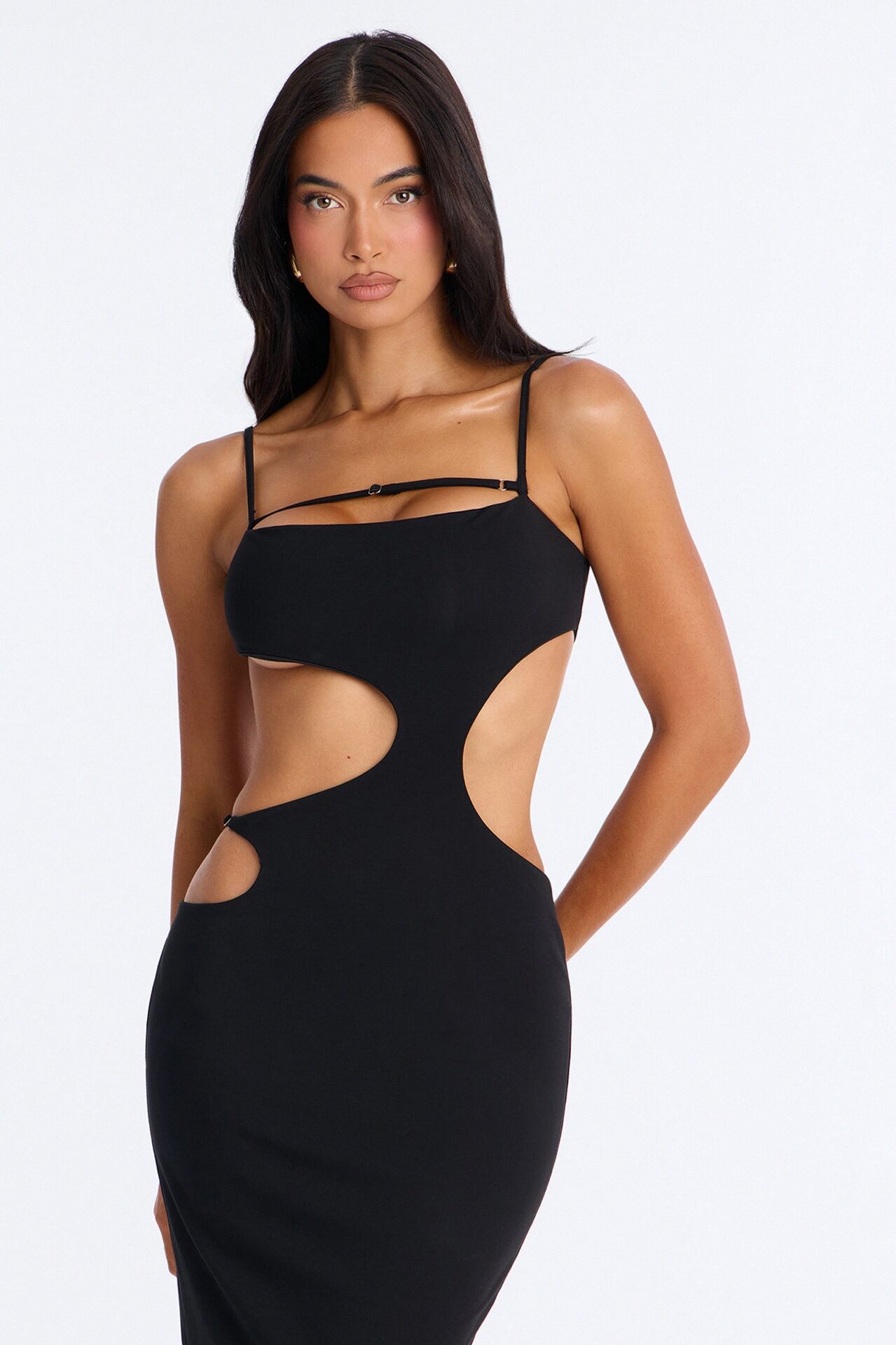 Rebel Ponte Cut Out Maxi Dress - Black