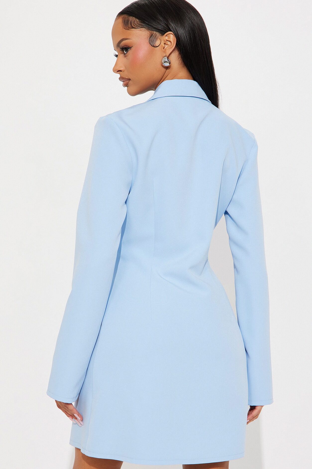Pay Attention Blazer Mini Dress - Light Blue