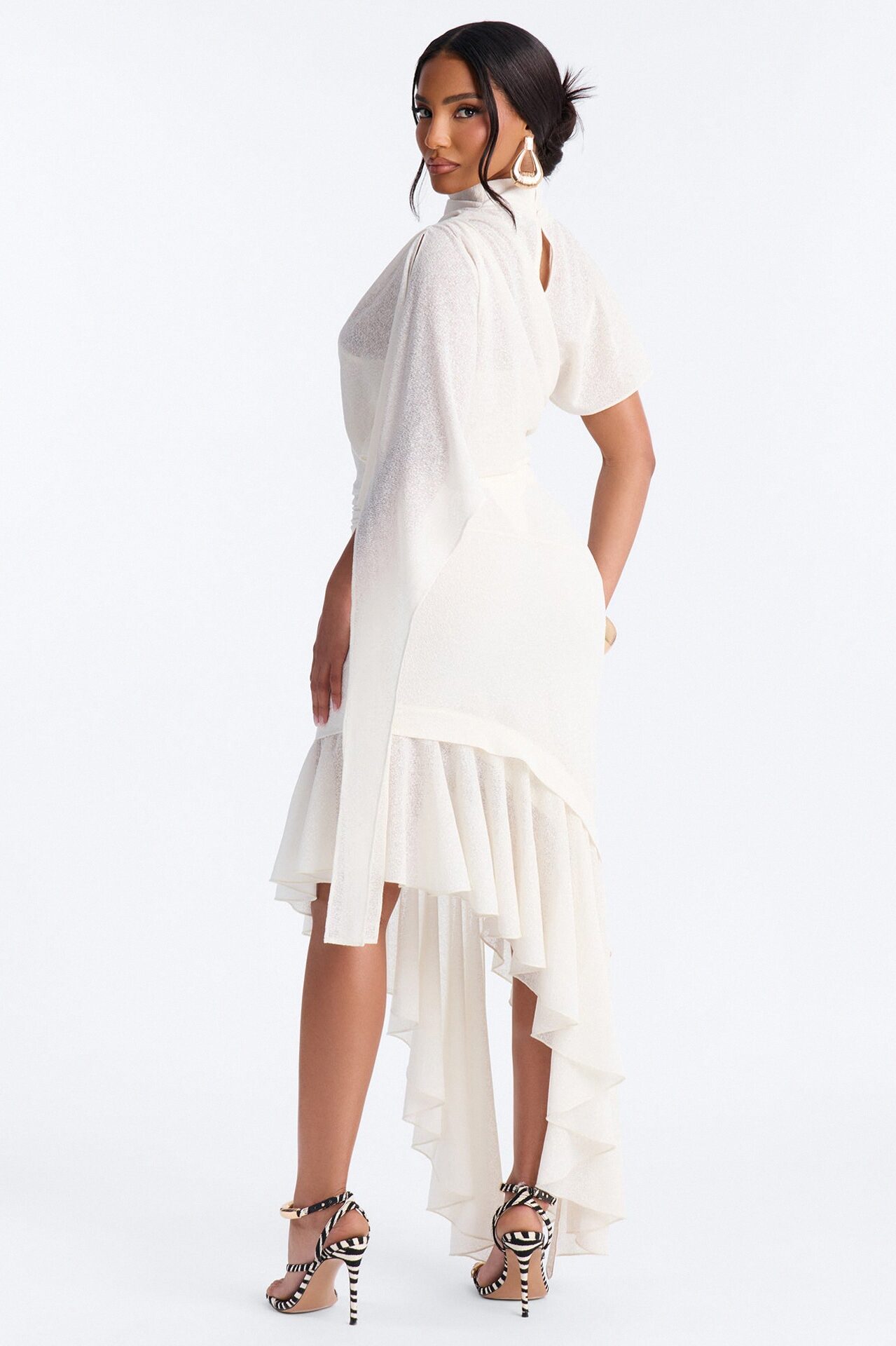 Baddie Asymmetrical Maxi Dress - Off White