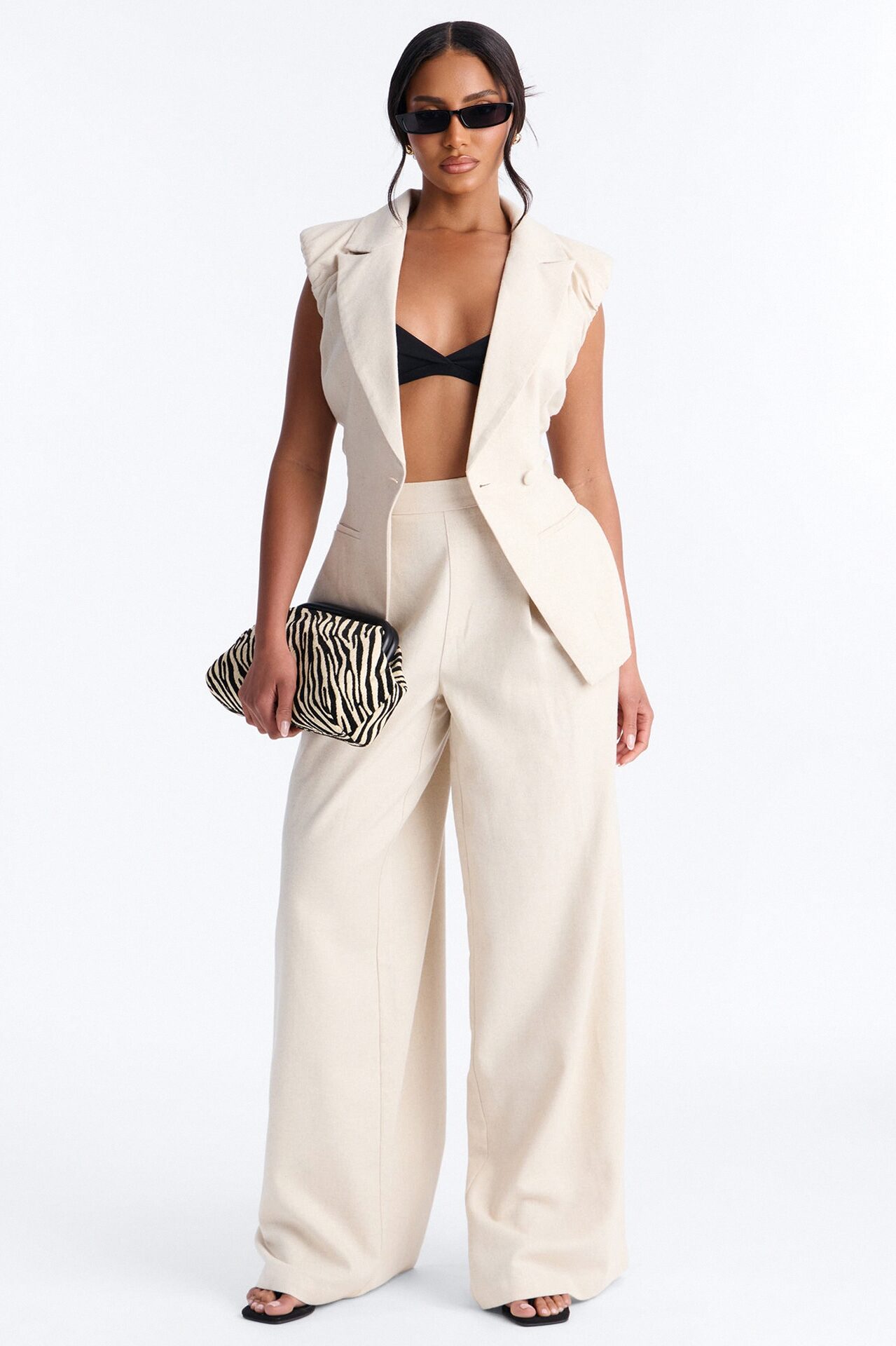 Nhulla Wide Leg Linen Trouser Pant - Natural