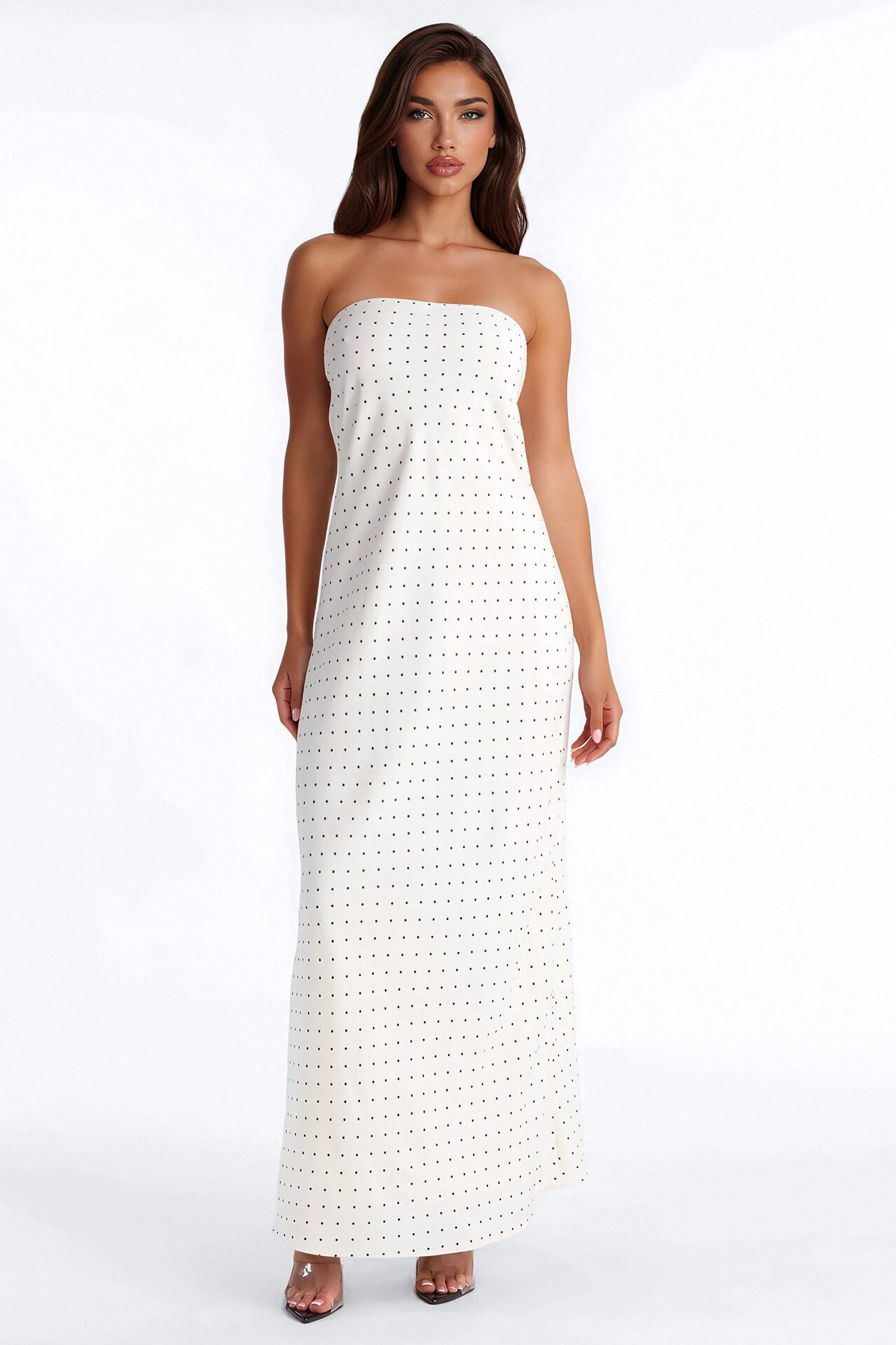 Karina Polka Tie Back Maxi Dress - Cream/combo
