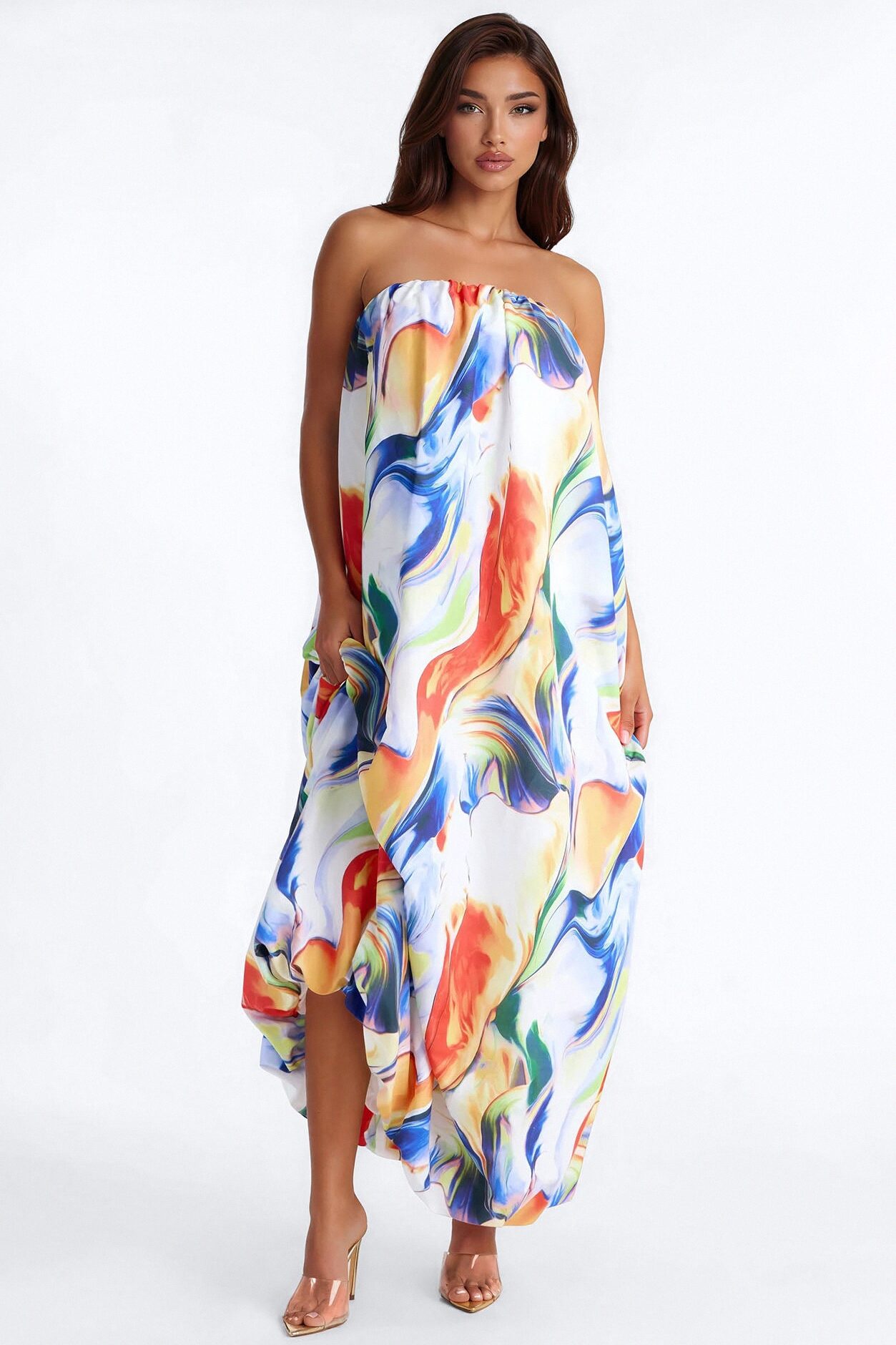 Dreamy Daze Bubble Maxi Dress - Blue/combo