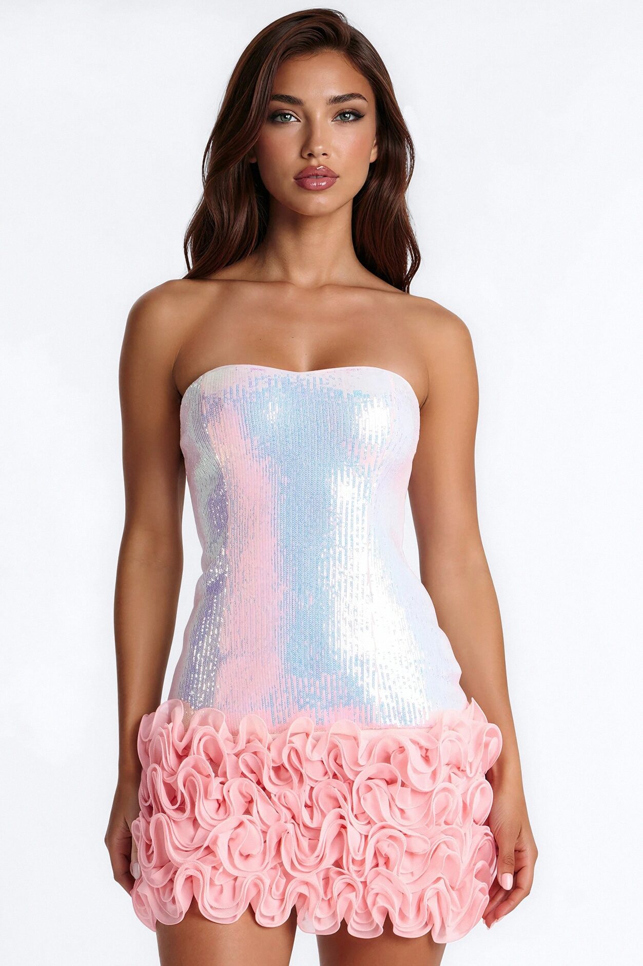 You Wish Strapless Sequin Micro Mini Dress - Pink