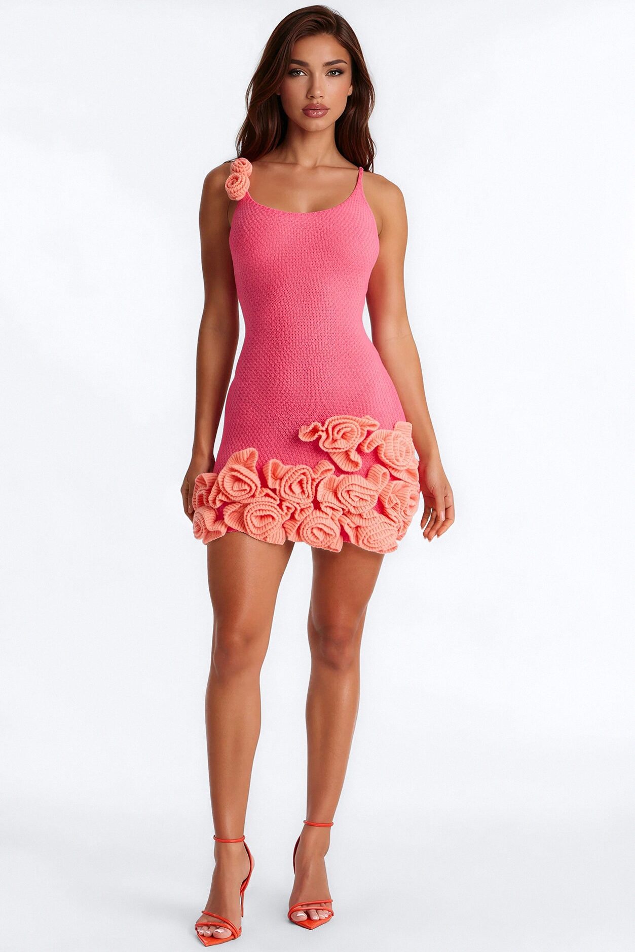 Abigail Spaghetti Strap Sweater Mini Dress - Pink/combo