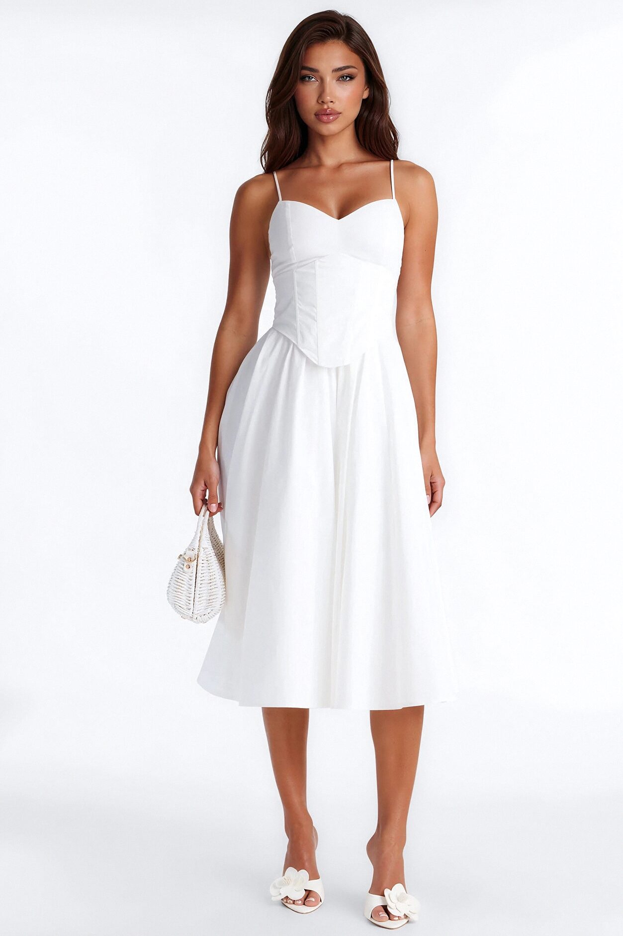 Forever Favorite Corset Midi Dress - White