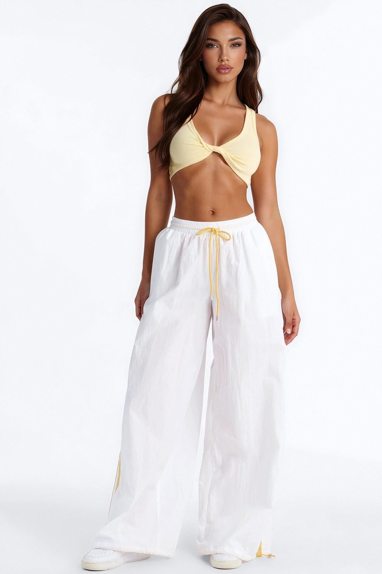 Hot In Here Twist Ribbed Cropped Tank Top - Butter Yellow