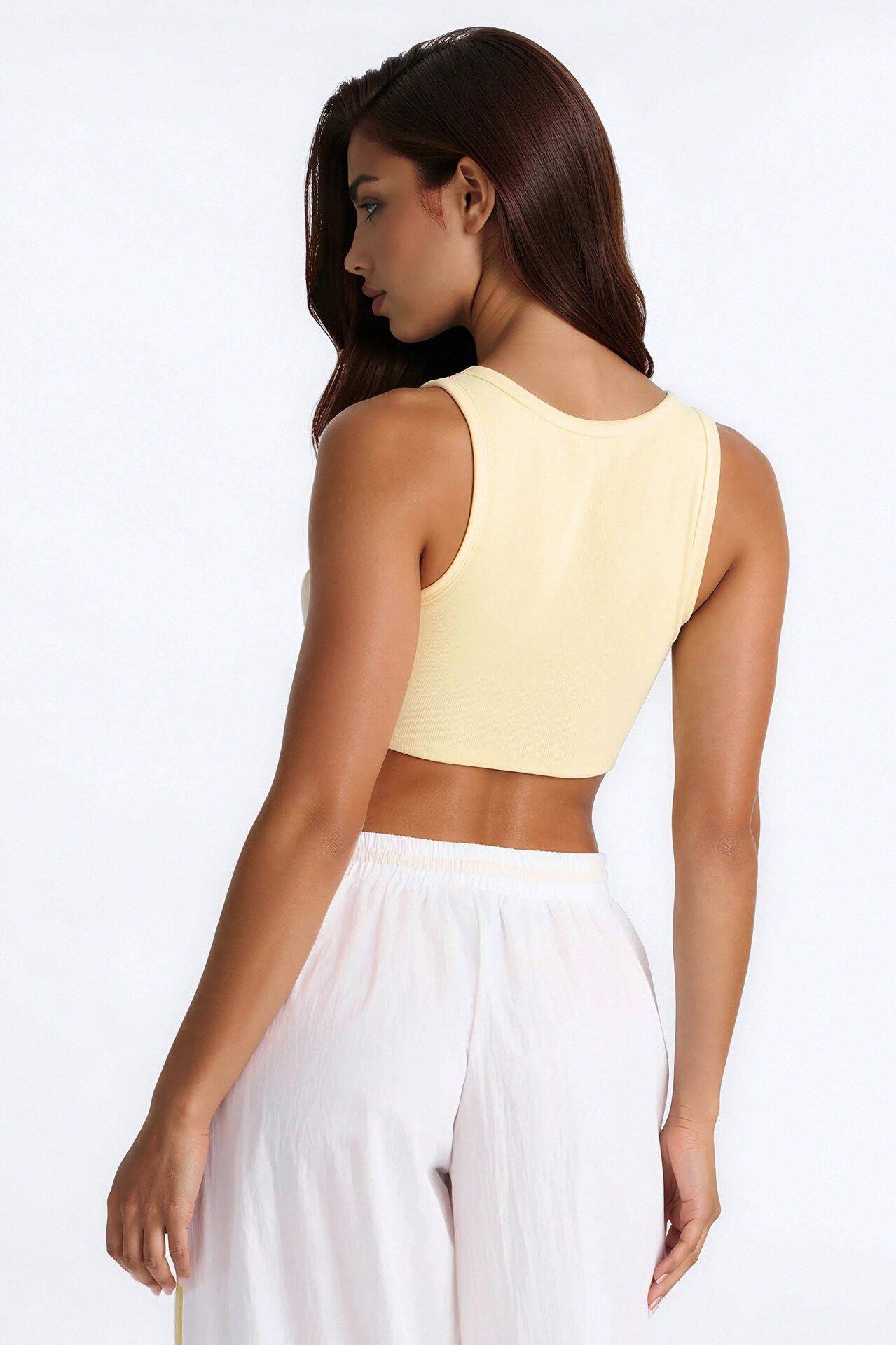 Hot In Here Twist Ribbed Cropped Tank Top - Butter Yellow