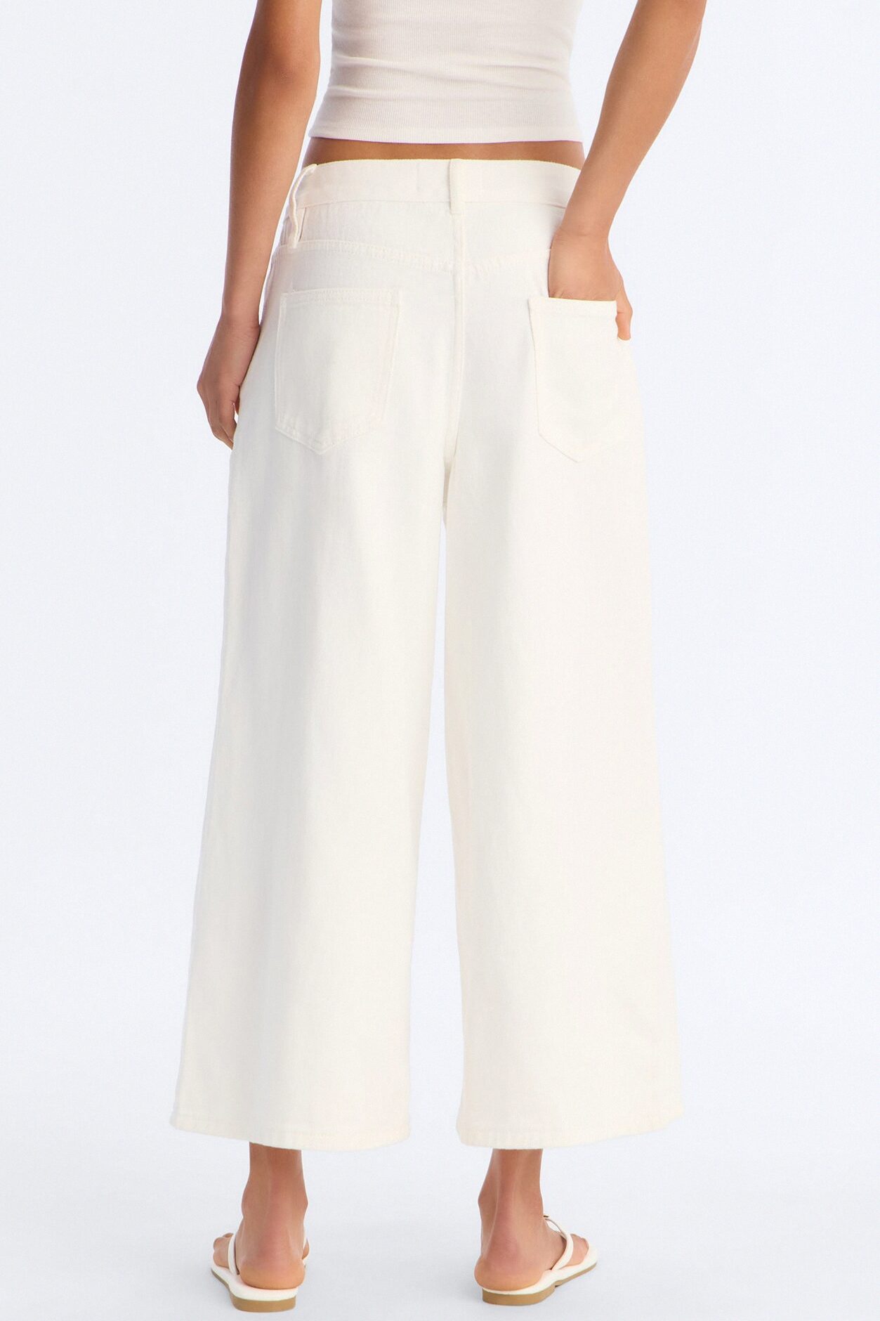 Anna Low Rise Cropped Wide Leg Pant 23″ - White