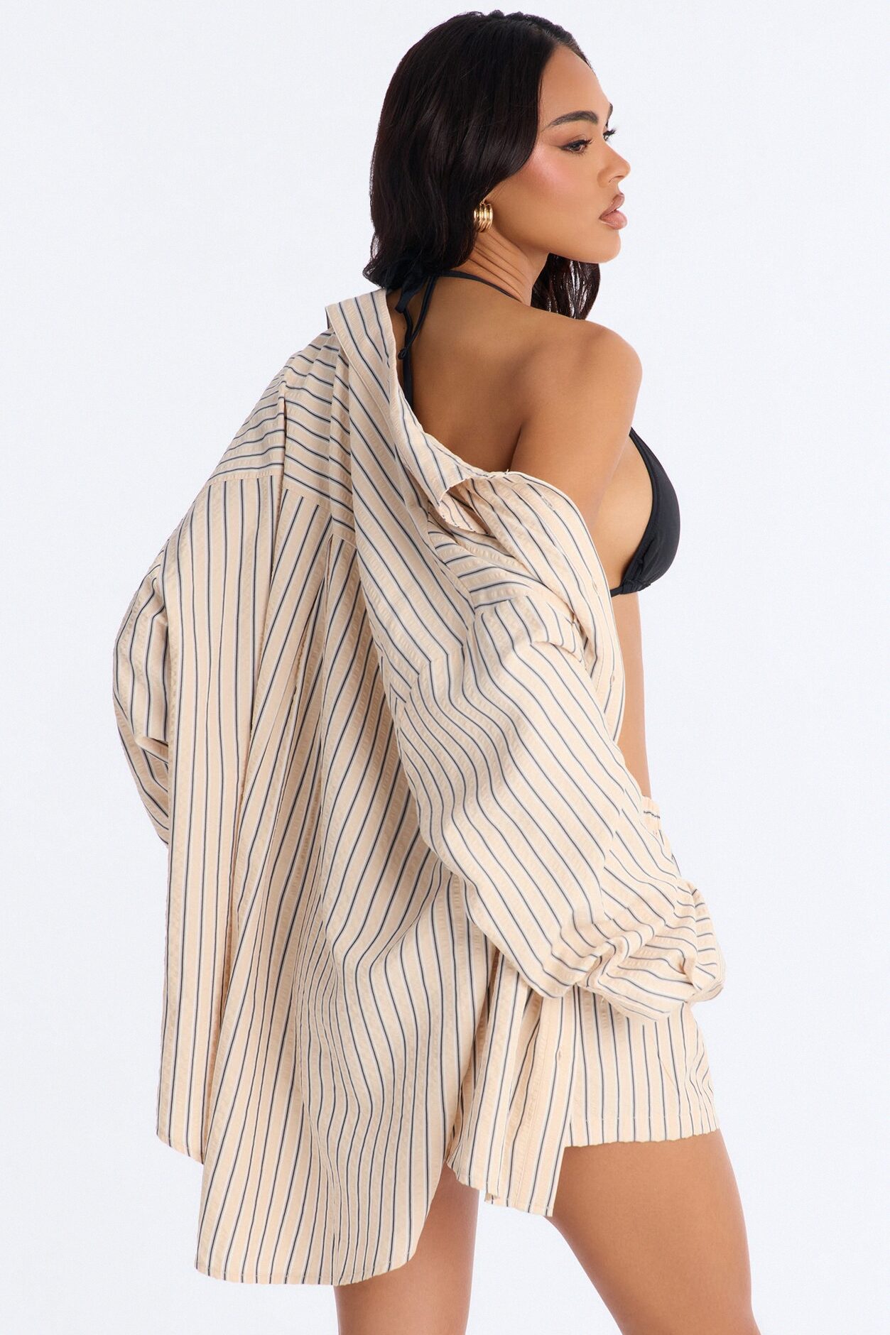 Aubrey Textured Striped Short Set - Yellow/combo