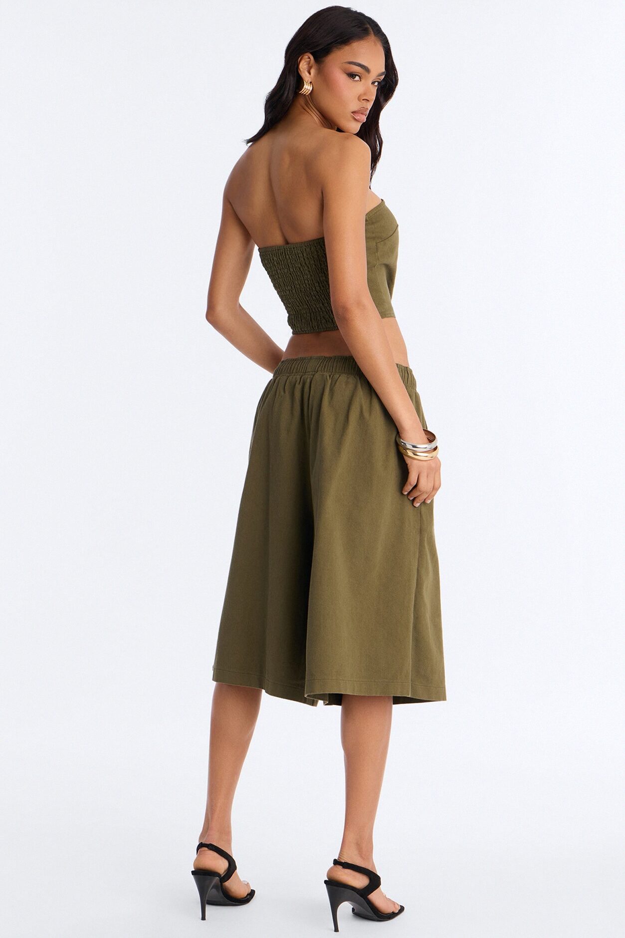 Sophia Drawstring Jort Set - Olive