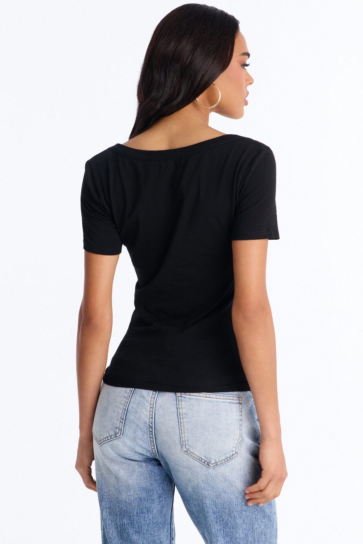 Sally Scoop Neck T-shirt - Black