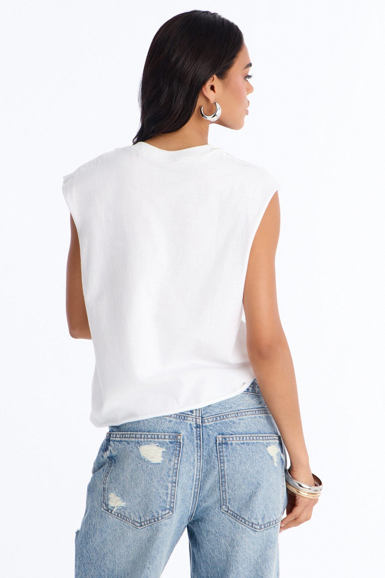 Saints Crop Muscle Tank - White