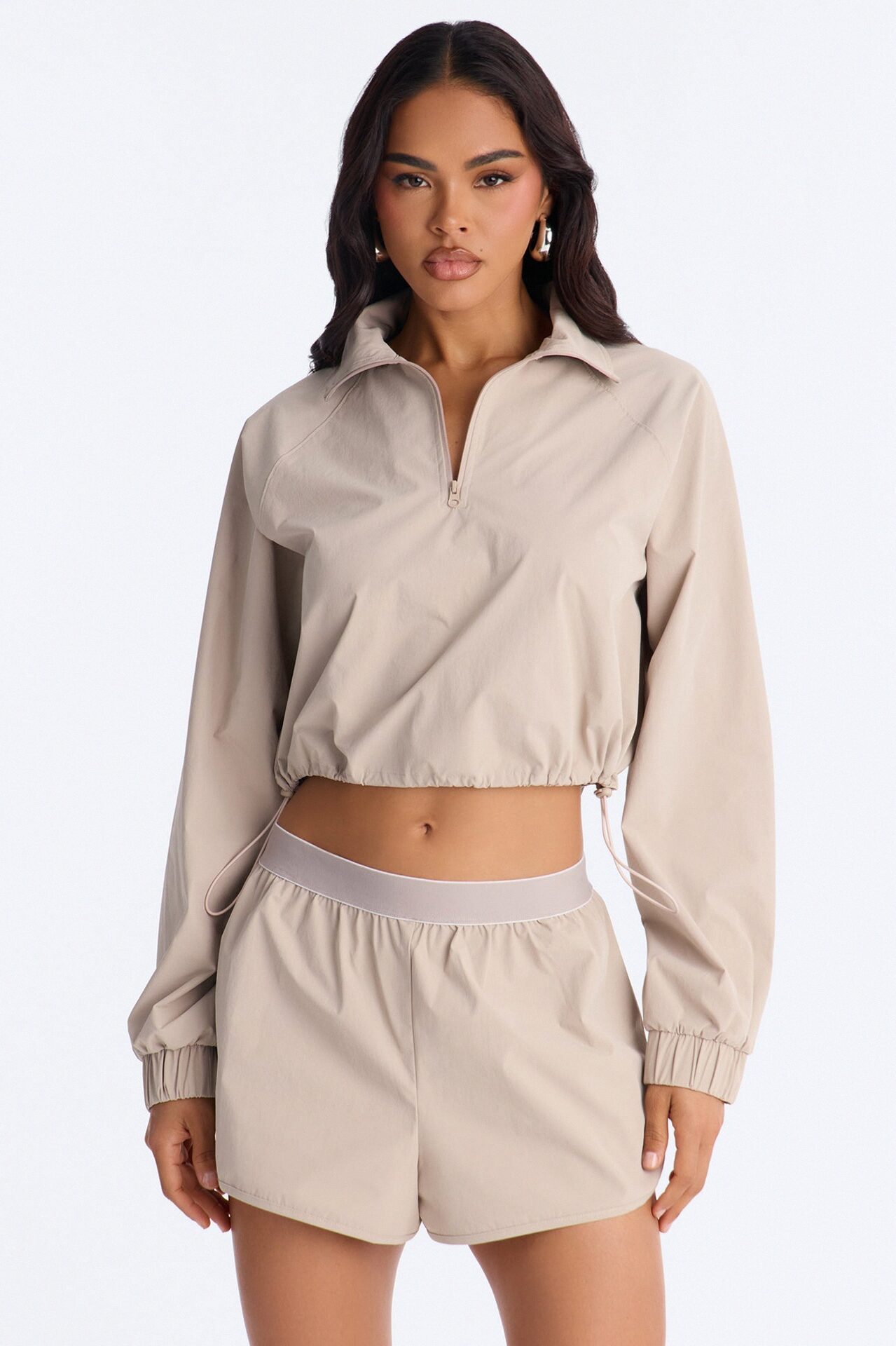 Alora Windbreaker Lounge Quarter Zip - Stone