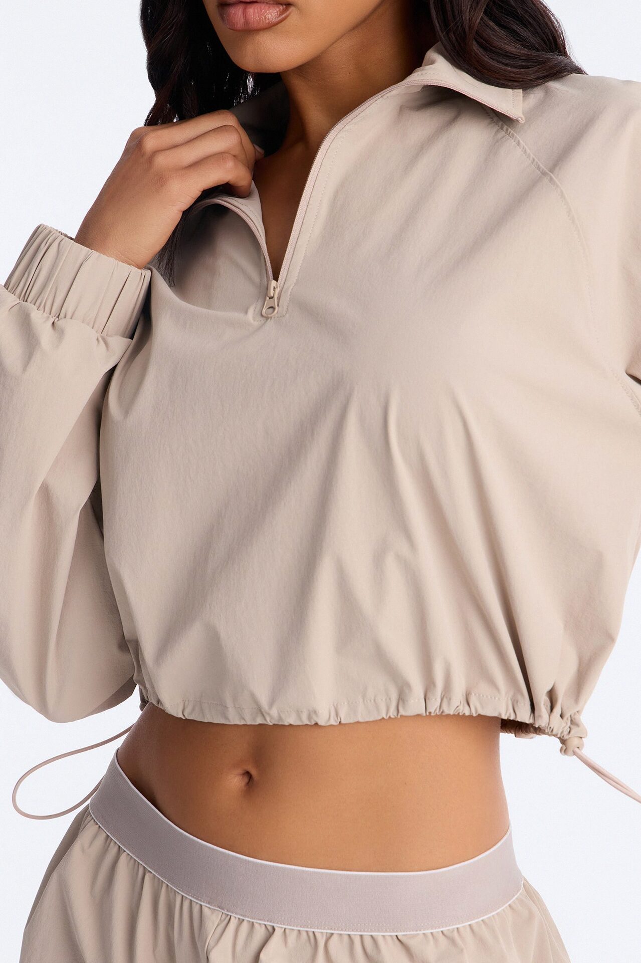 Alora Windbreaker Lounge Quarter Zip - Stone