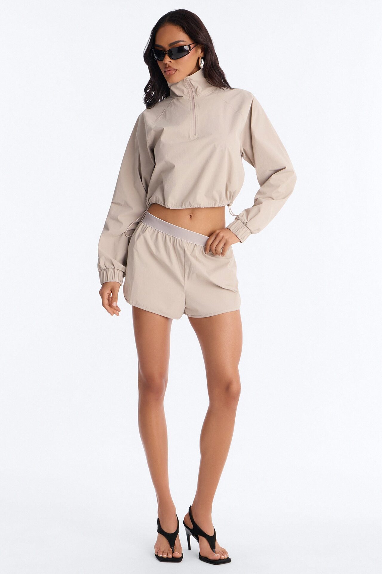 Alora Windbreaker Lounge Short - Stone