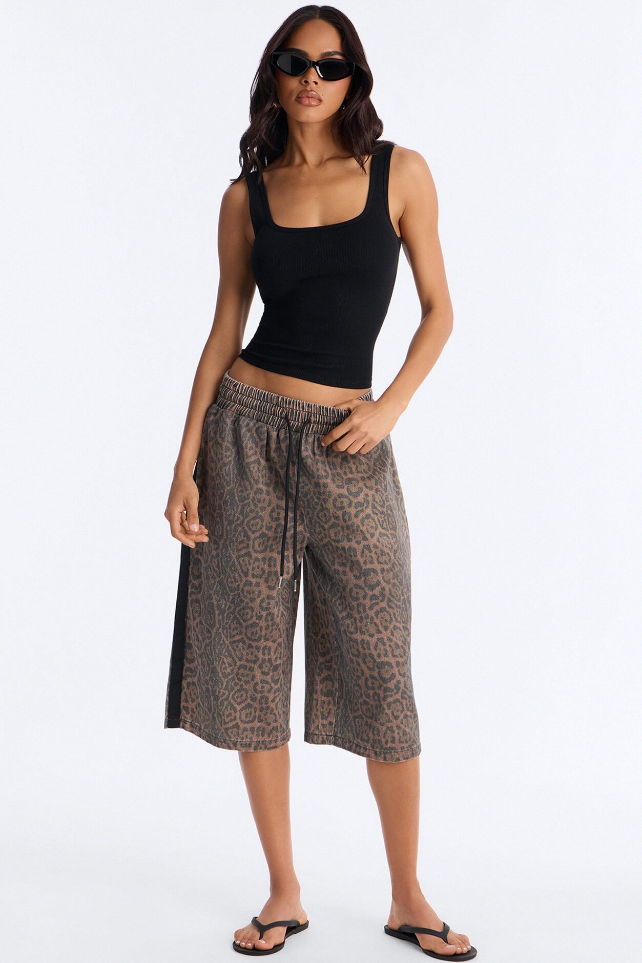 Have My Word Leopard Twill Bermuda Short - Dark/Combo