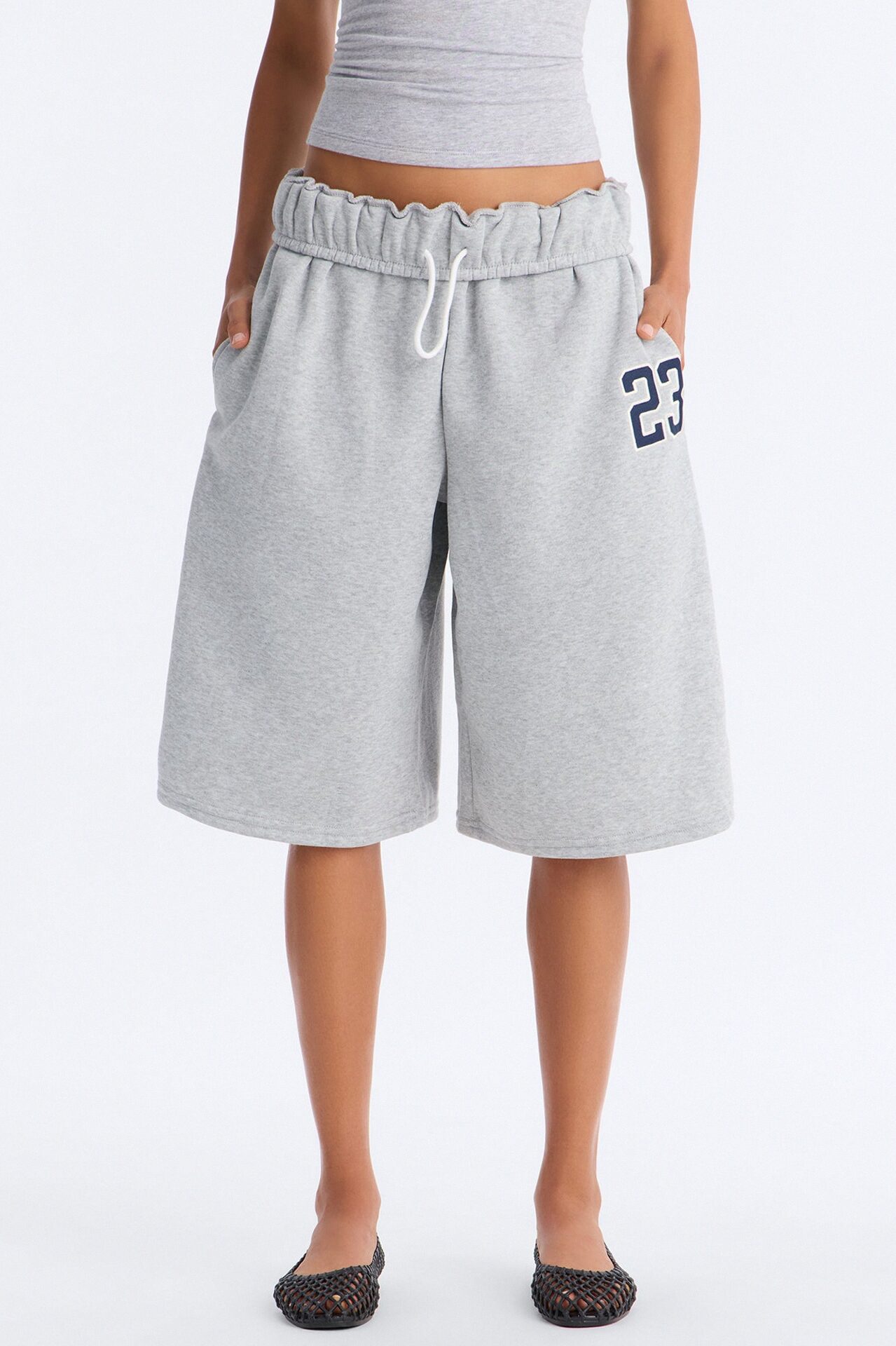 Tessa Fleece Sweatshort - Heather Grey