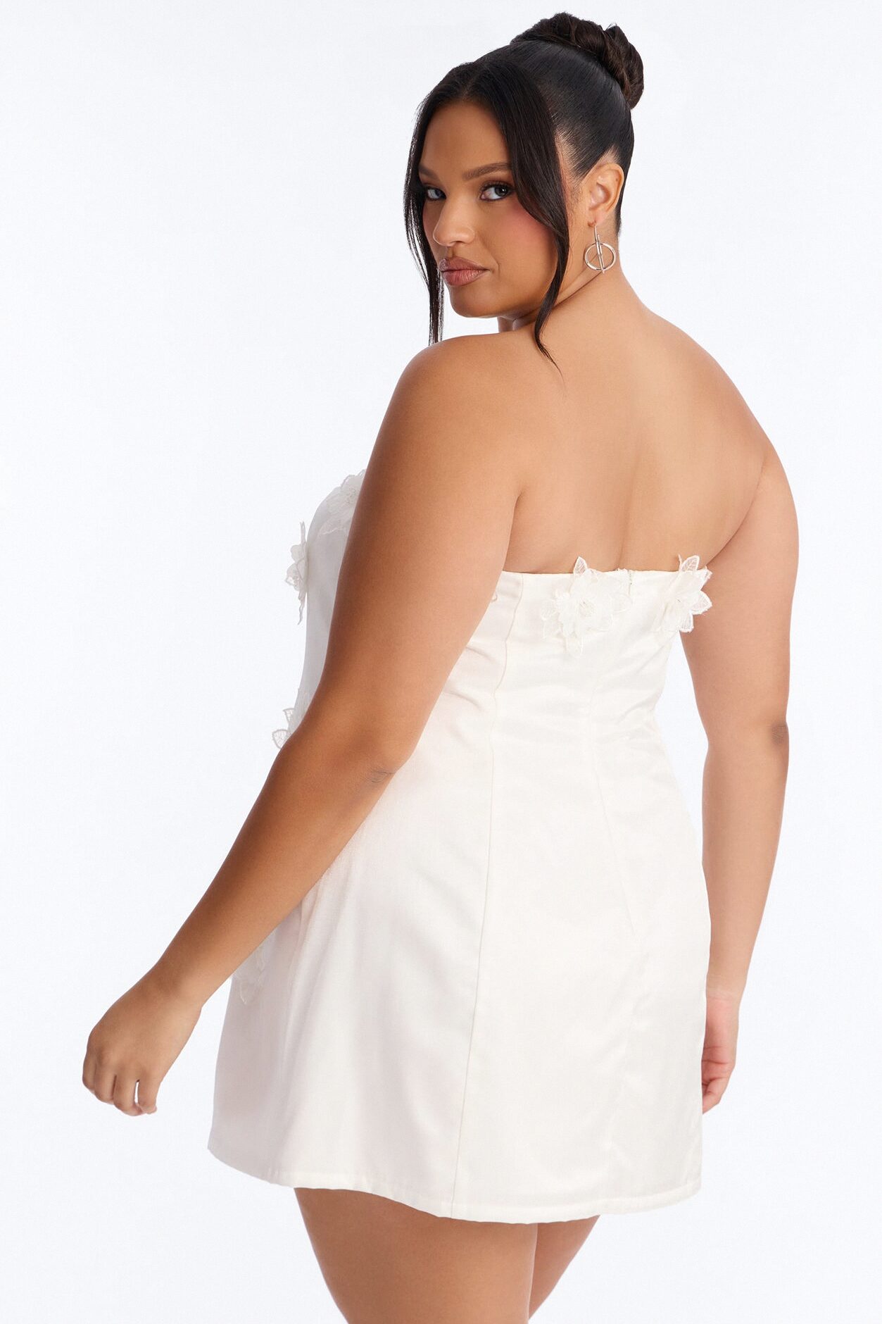 Liliane Strapless Satin Mini Dress - White