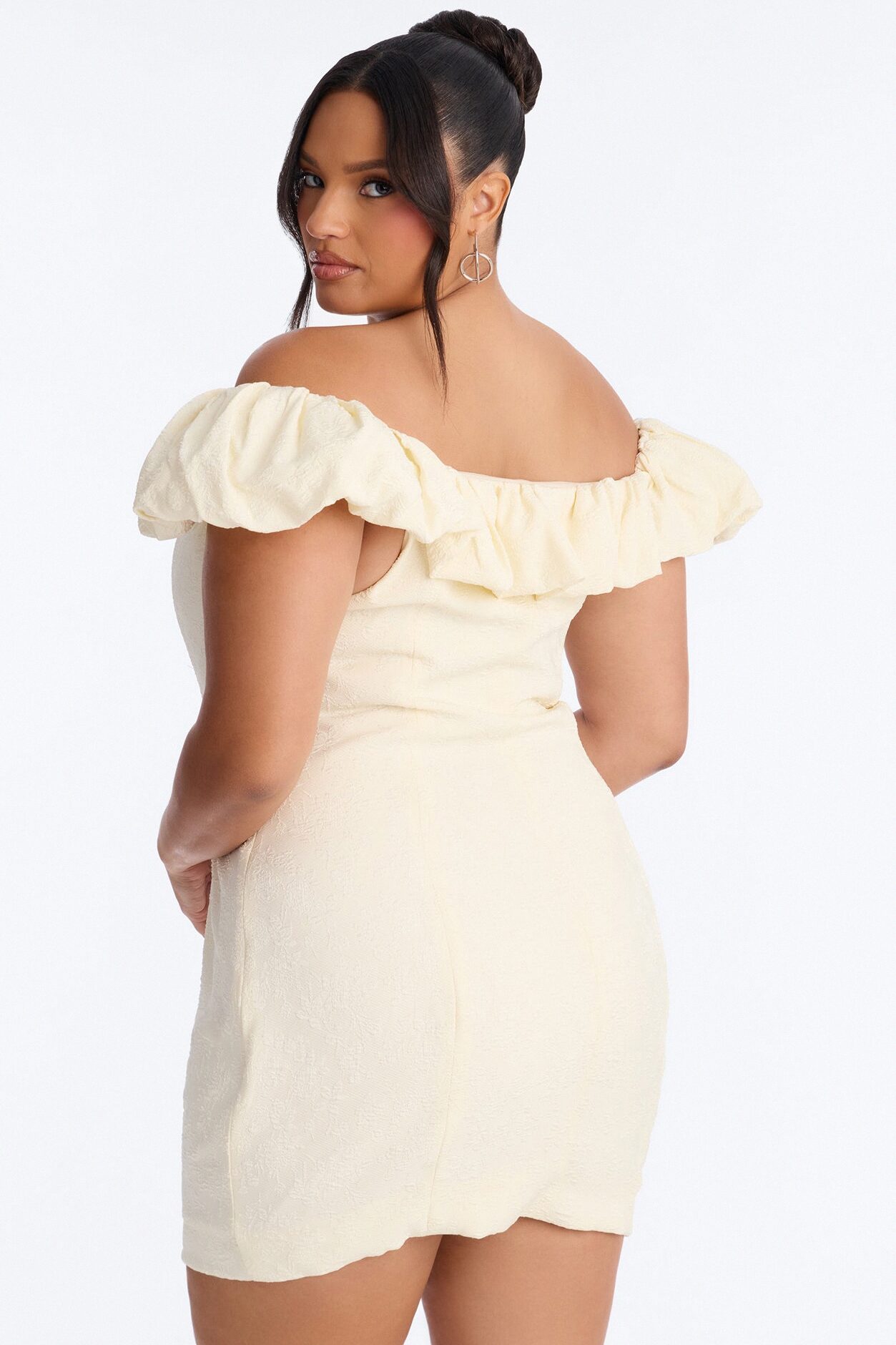 Leighton Ruffle Textured Mini Dress - Cream