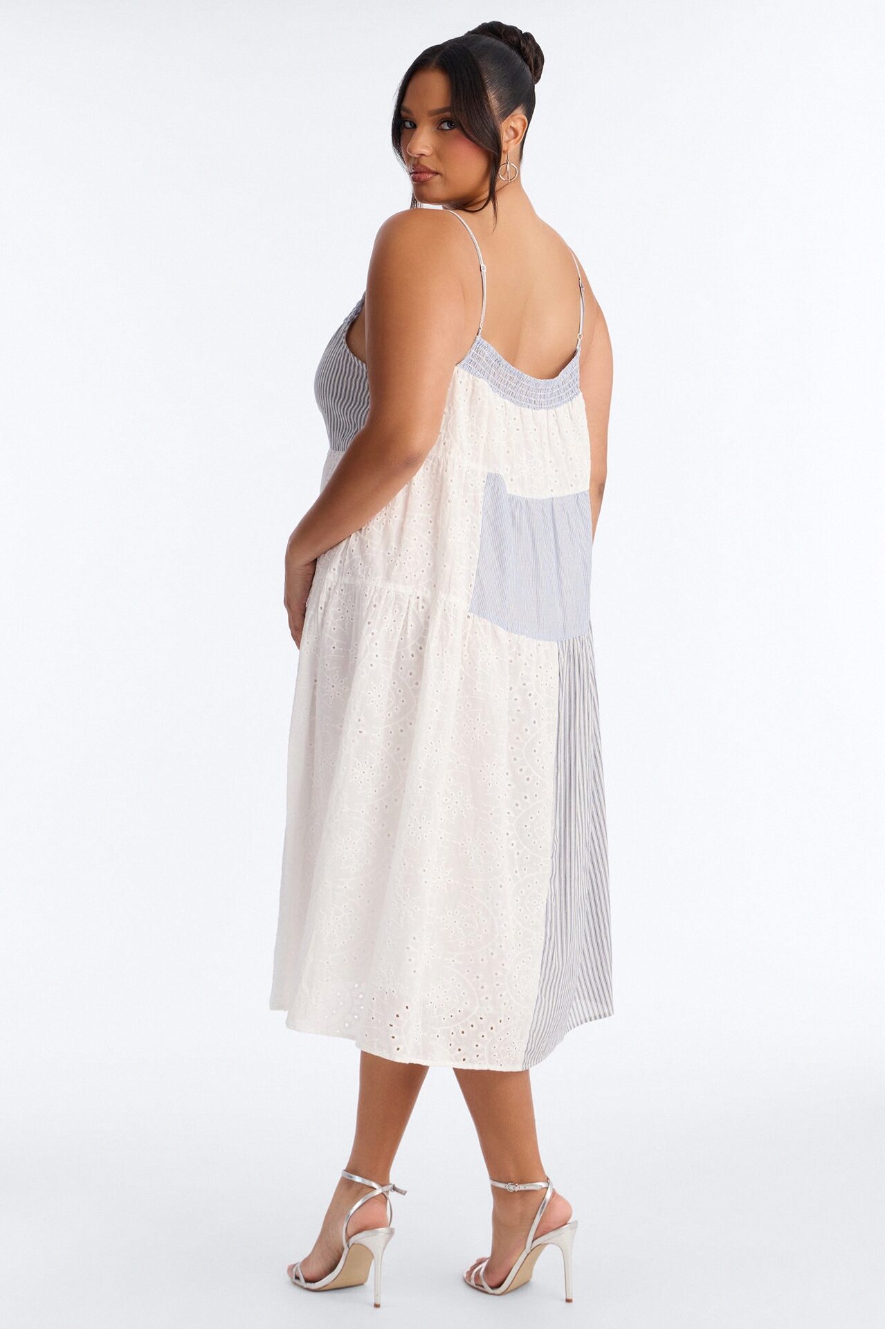 Sage Patchwork Midi Dress - Blue/combo