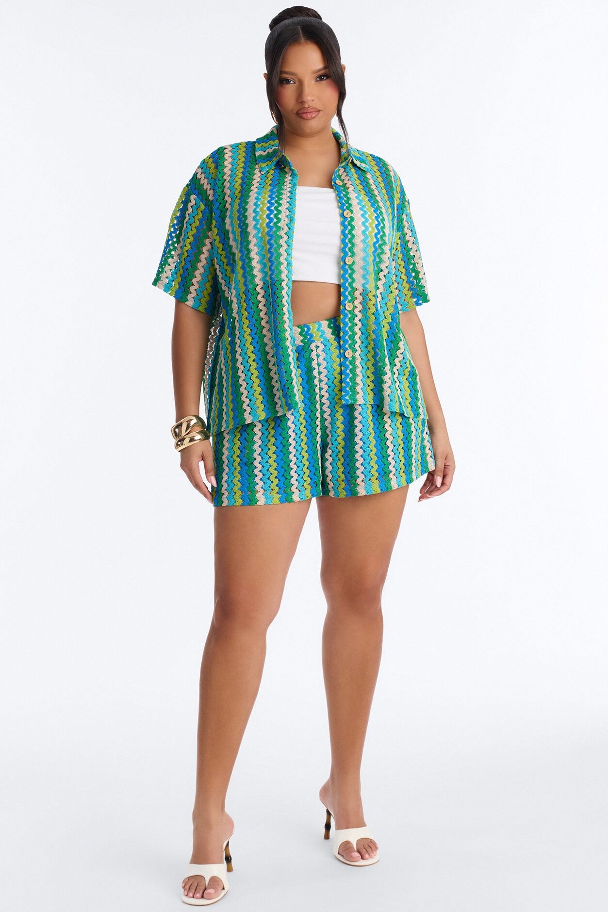 Marimar Crochet Short Set - Green/combo