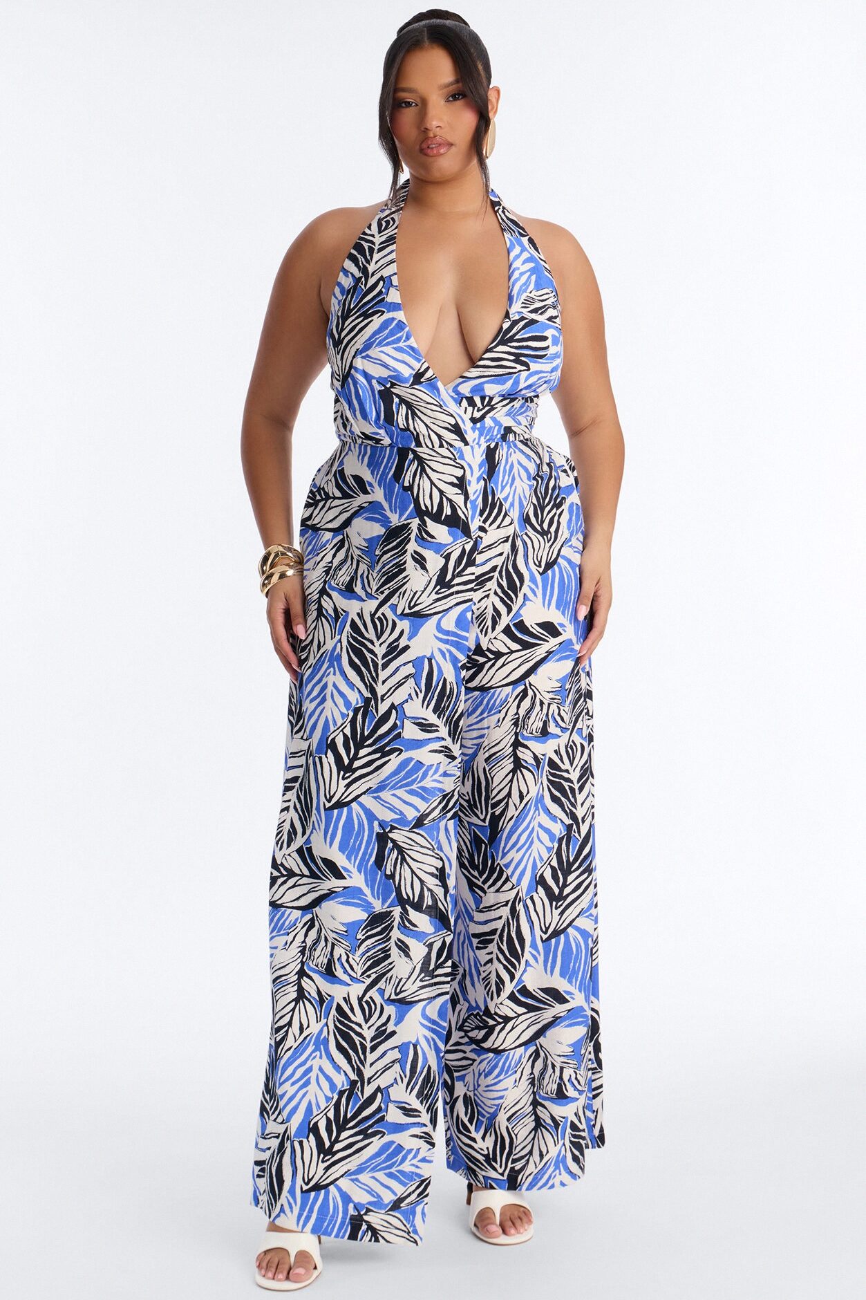 Tropic Haze Halter Jumpsuit - Blue/combo