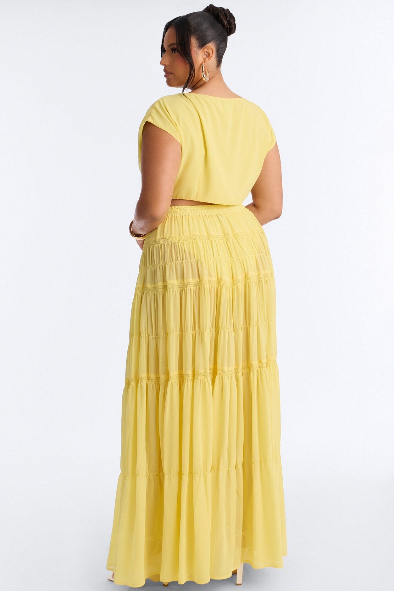 Sorrento Summer Chiffon Maxi Skirt Set - Yellow