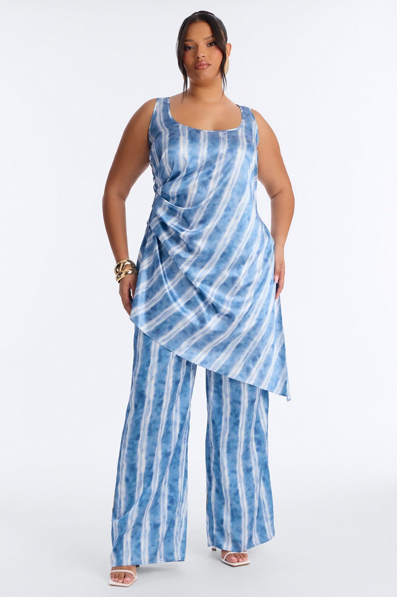 Pacific Blue Satin Pant Set - Blue