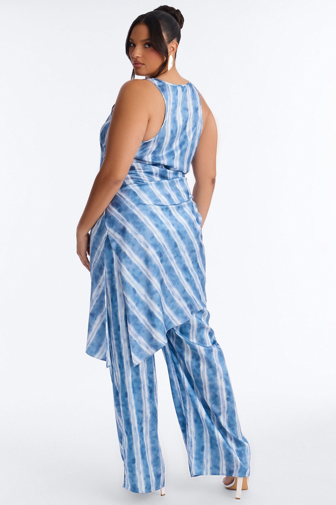 Pacific Blue Satin Pant Set - Blue