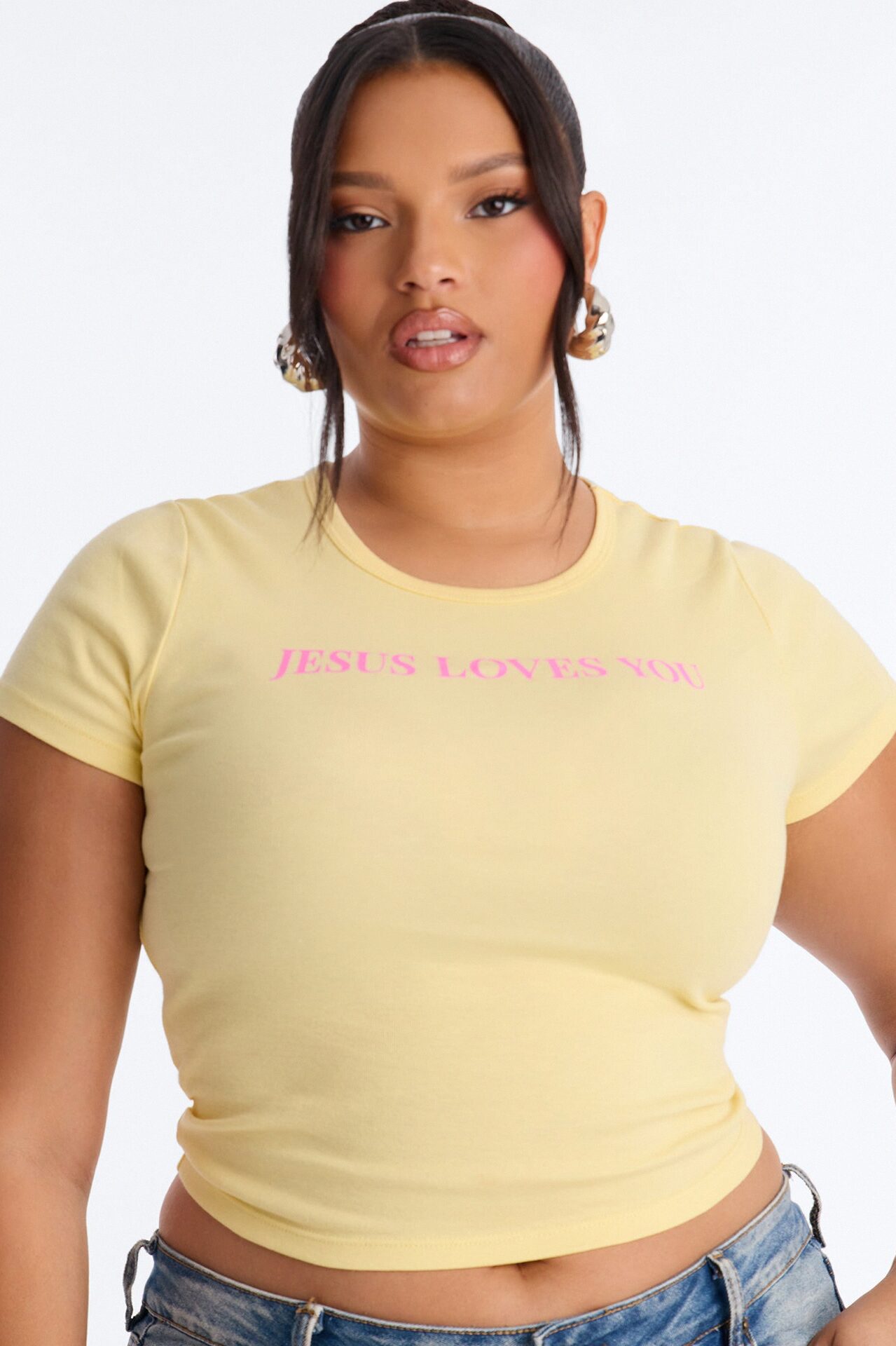 Jesus Loves You Baby Tee - Butter Yellow