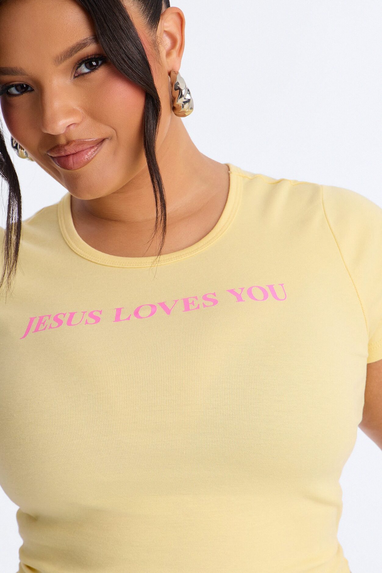 Jesus Loves You Baby Tee - Butter Yellow
