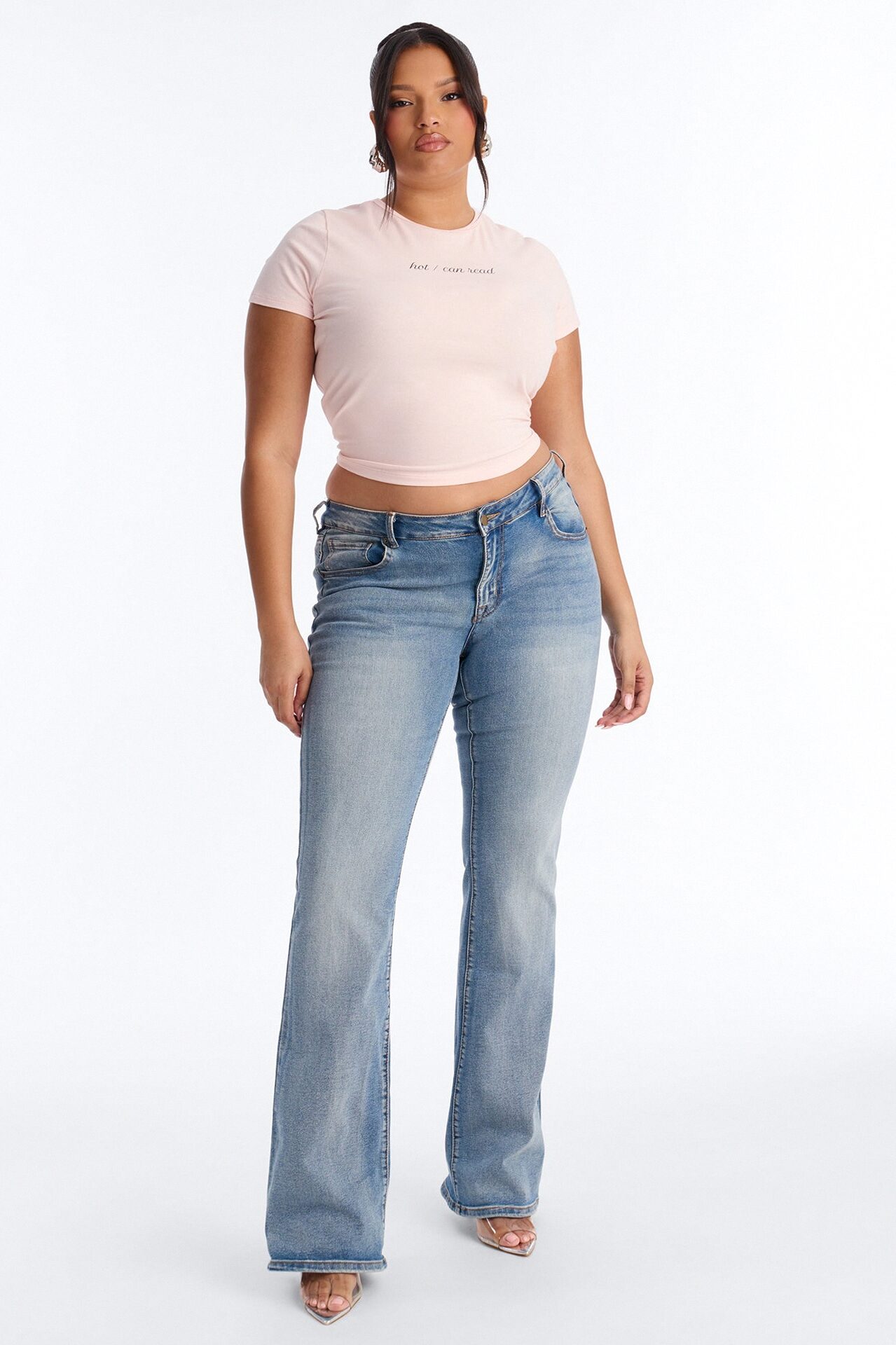 Hot Can Read Baby Tee - Light Pink