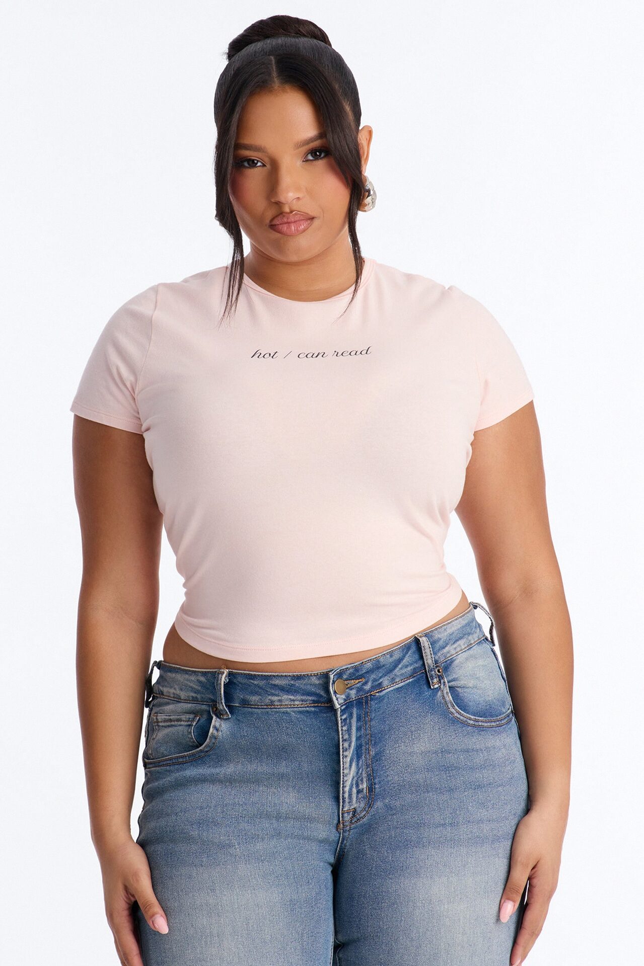 Hot Can Read Baby Tee - Light Pink
