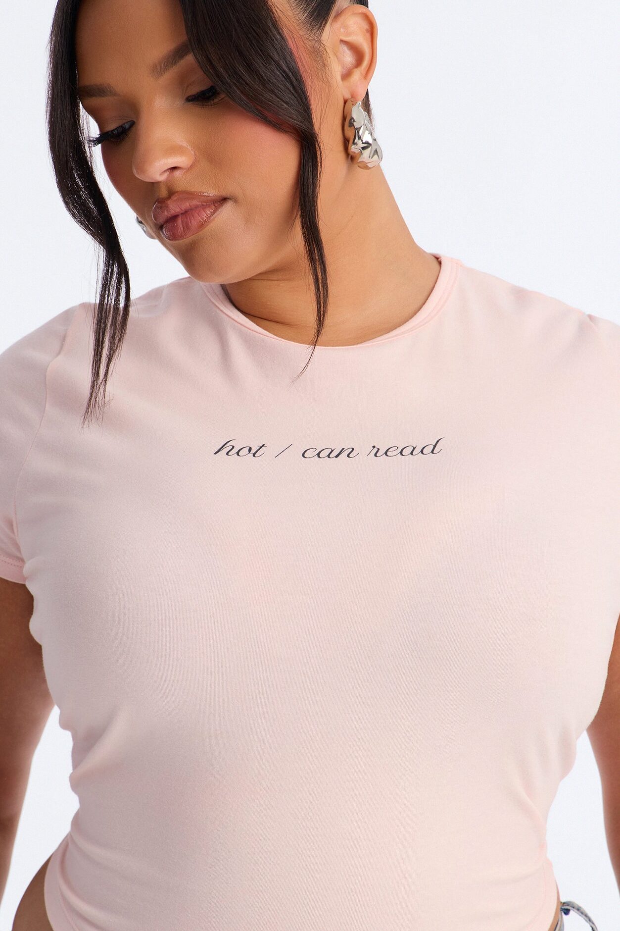 Hot Can Read Baby Tee - Light Pink